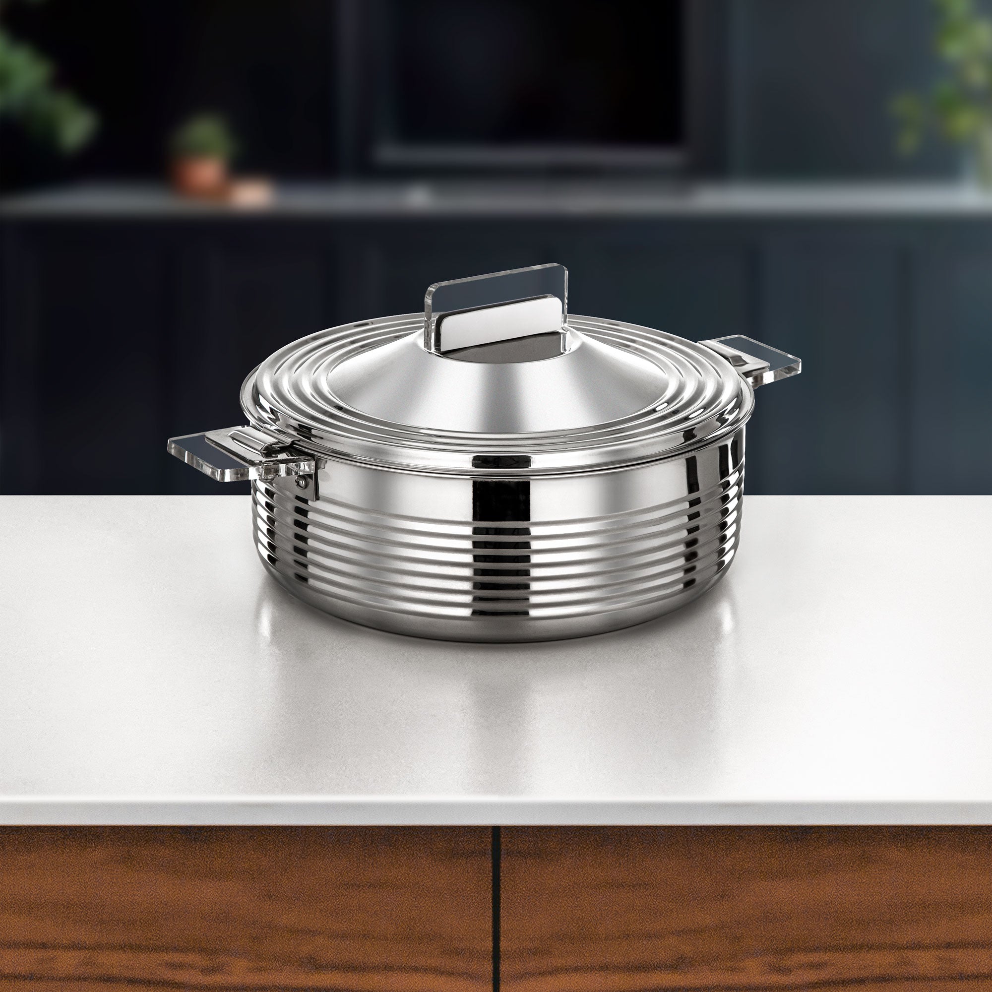 Almarjan Mahra Hot Pot Set of 3 Stainless Steel Silver (H25P3)