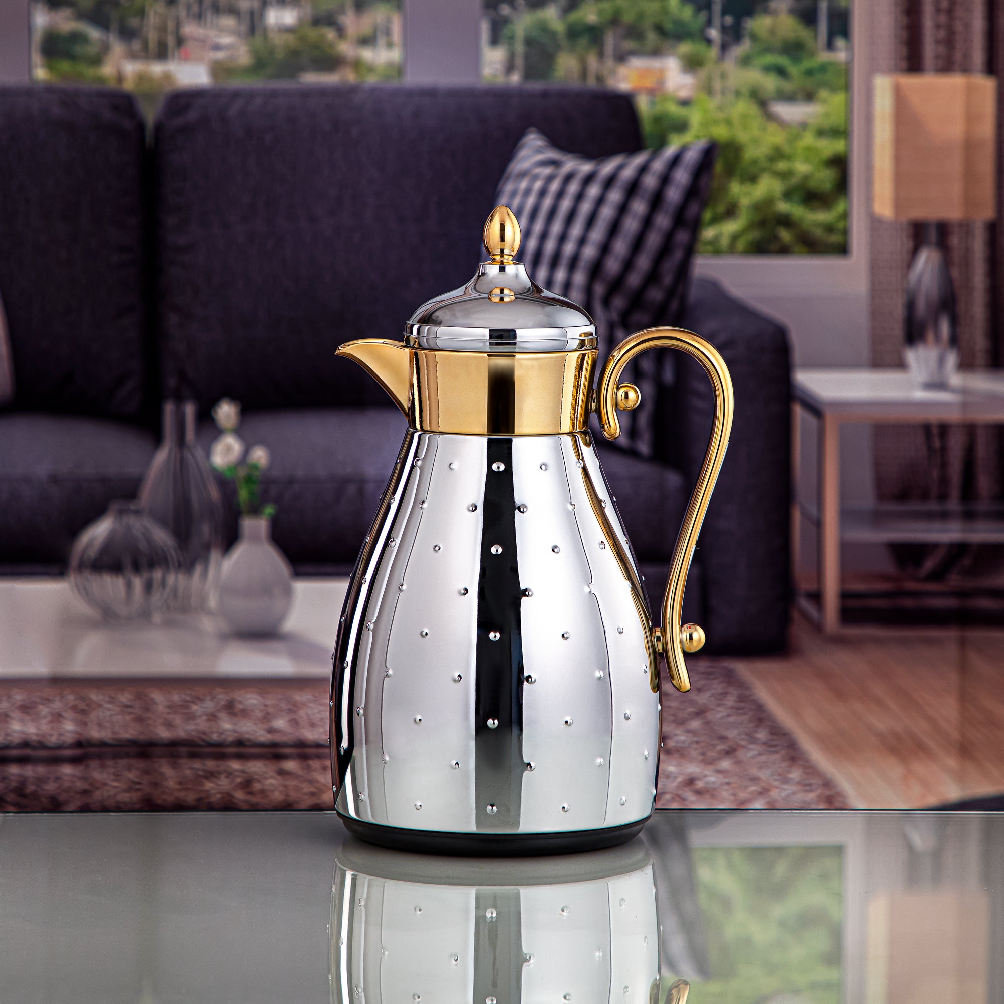 Almarjan 0.6 Liter Vacuum Flask Silver & Gold - VAF0010340