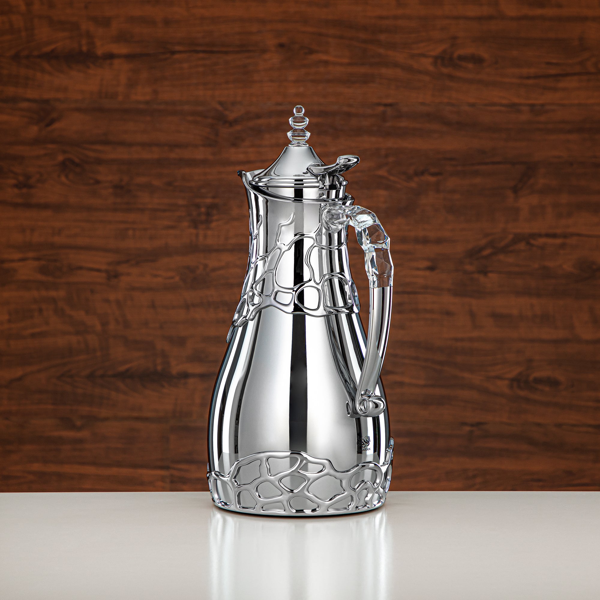 Almarjan Vacuum Flask Set Metal Body 0.7L & 1L ABS & Acrylic Handle (VBC-0700/1000 C) – Full Silver Tea & Coffee Serving