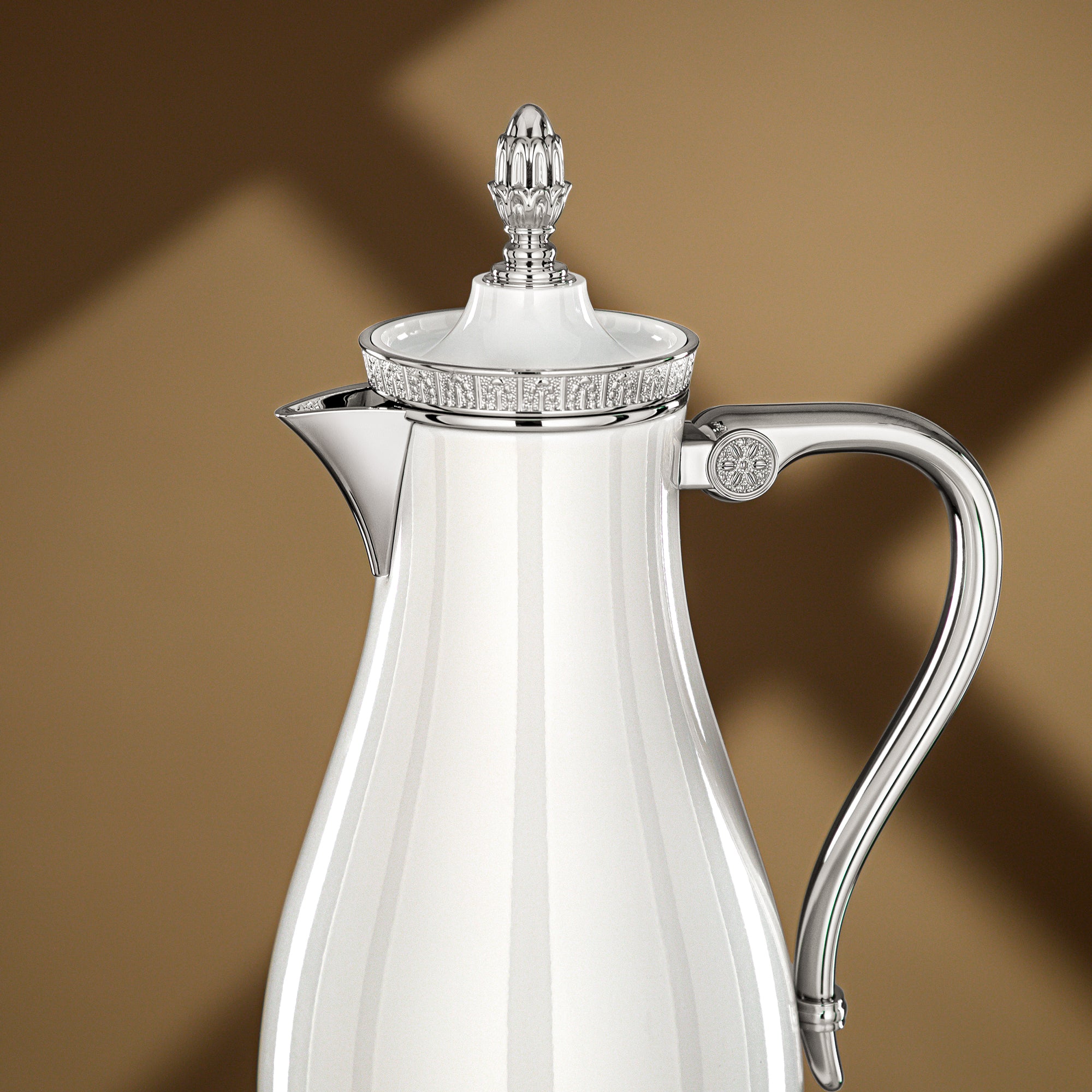 Almarjan Vacuum Flask Set 0.7L + 1L White & Silver