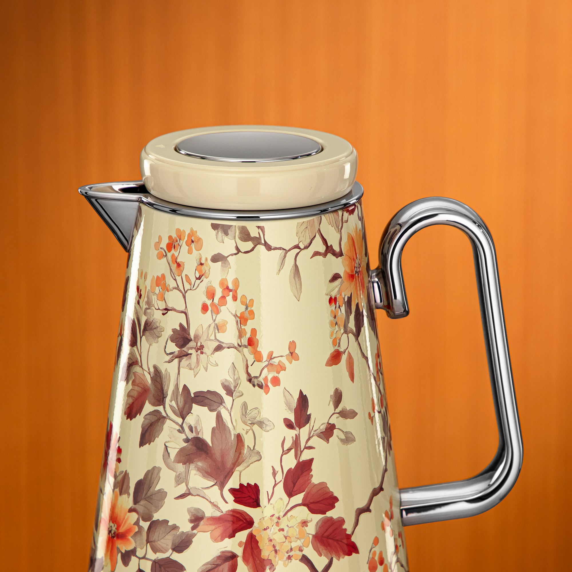 Almarjan Vacuum Flask 0.35L Floral & Silver