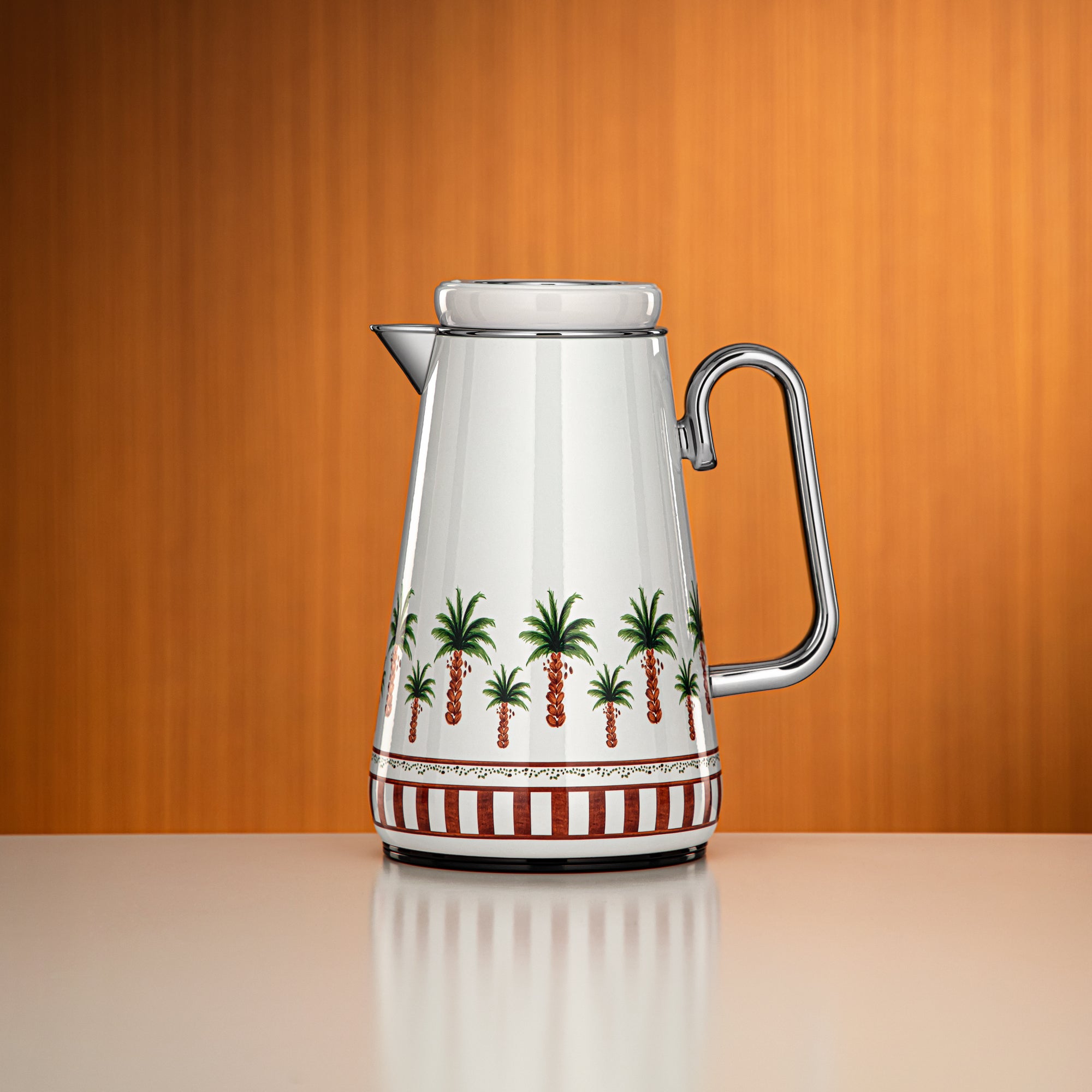 Almarjan Vacuum Flask 0.7L Floral & Silver