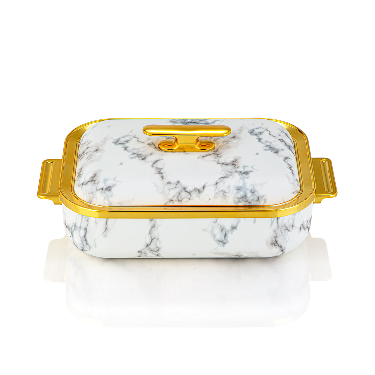 Almarjan 3 Liter Rectangle Plastic Hot Pot Marble & Gold - HP03-300 Marble Gold