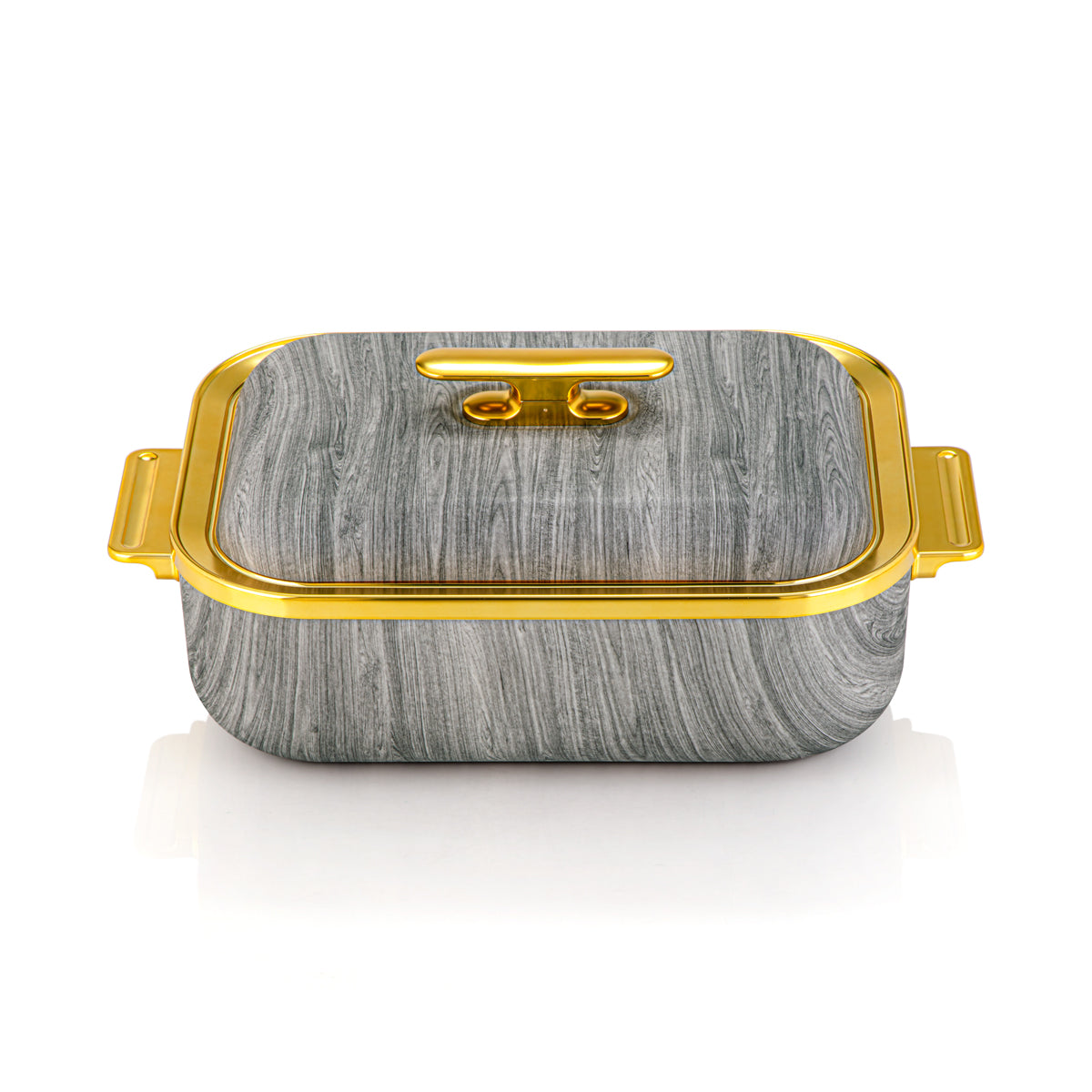 Almarjan 4 Litres Rectangle Marmite Plastique Gris Bois & Or - HP03-400 Bois Gris Or