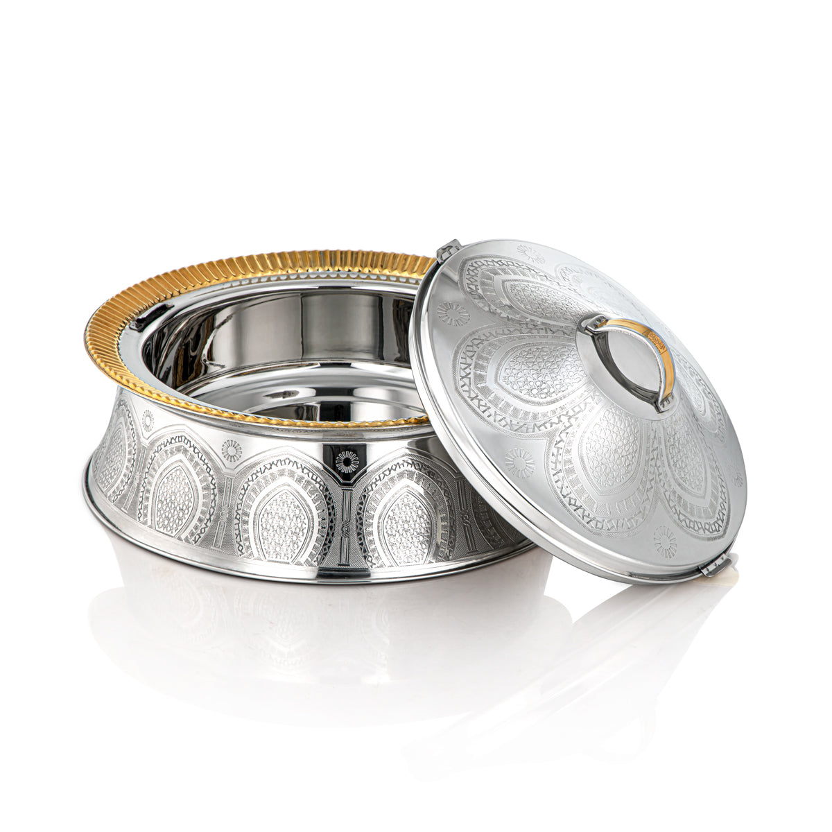 Almarjan 30 CM Collection Afrah Marmite Inox Argent & Doré - Serrure H22EPG1