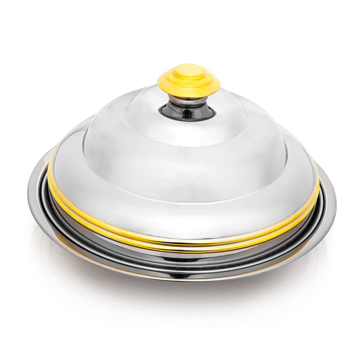 Almarjan 35 CM Orchid Collection Stainless Steel Koozy Tray Silver & Gold - H21PG1