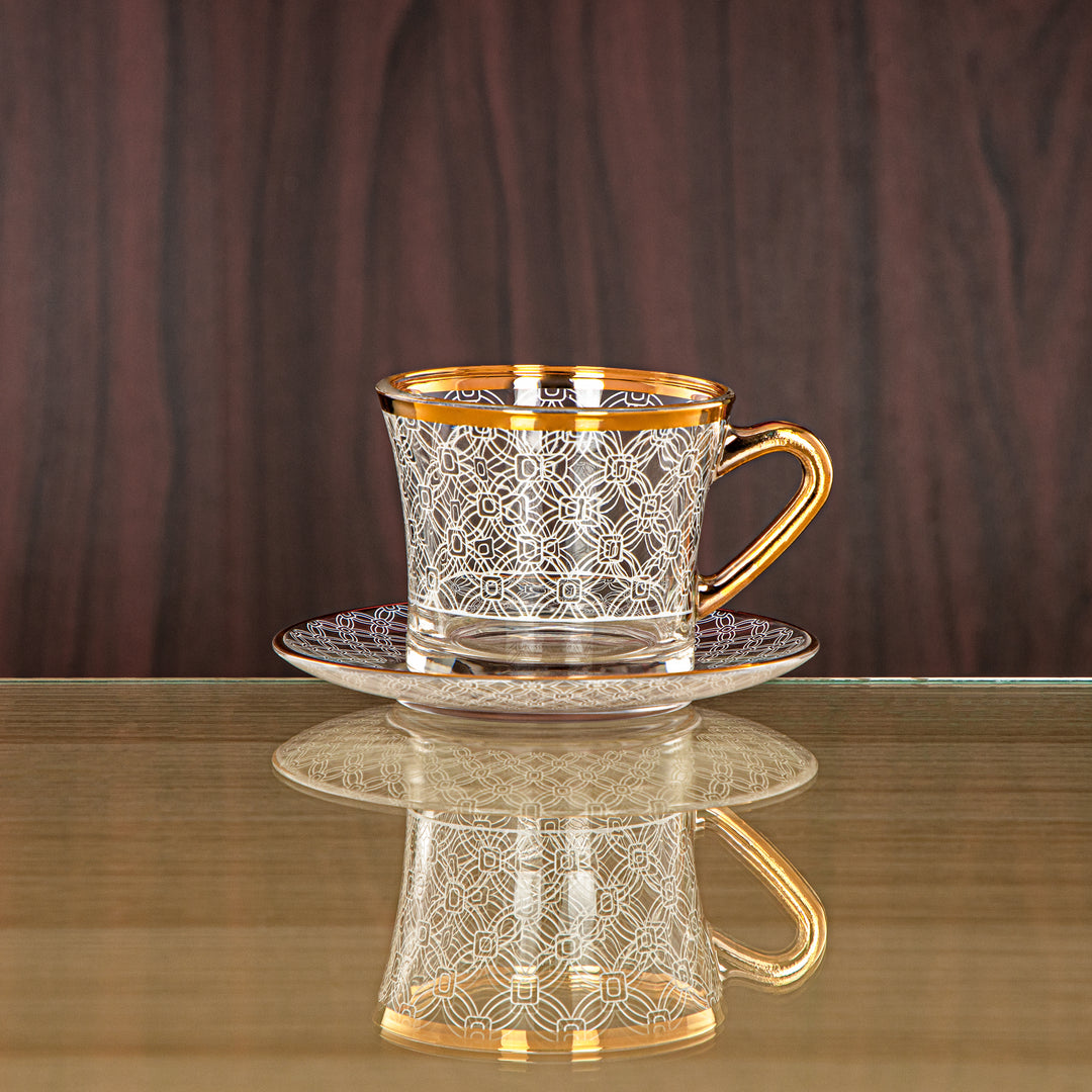 Almarjan 160 ML Glass Cup & Saucer - 1353BJ-0011P-SFY