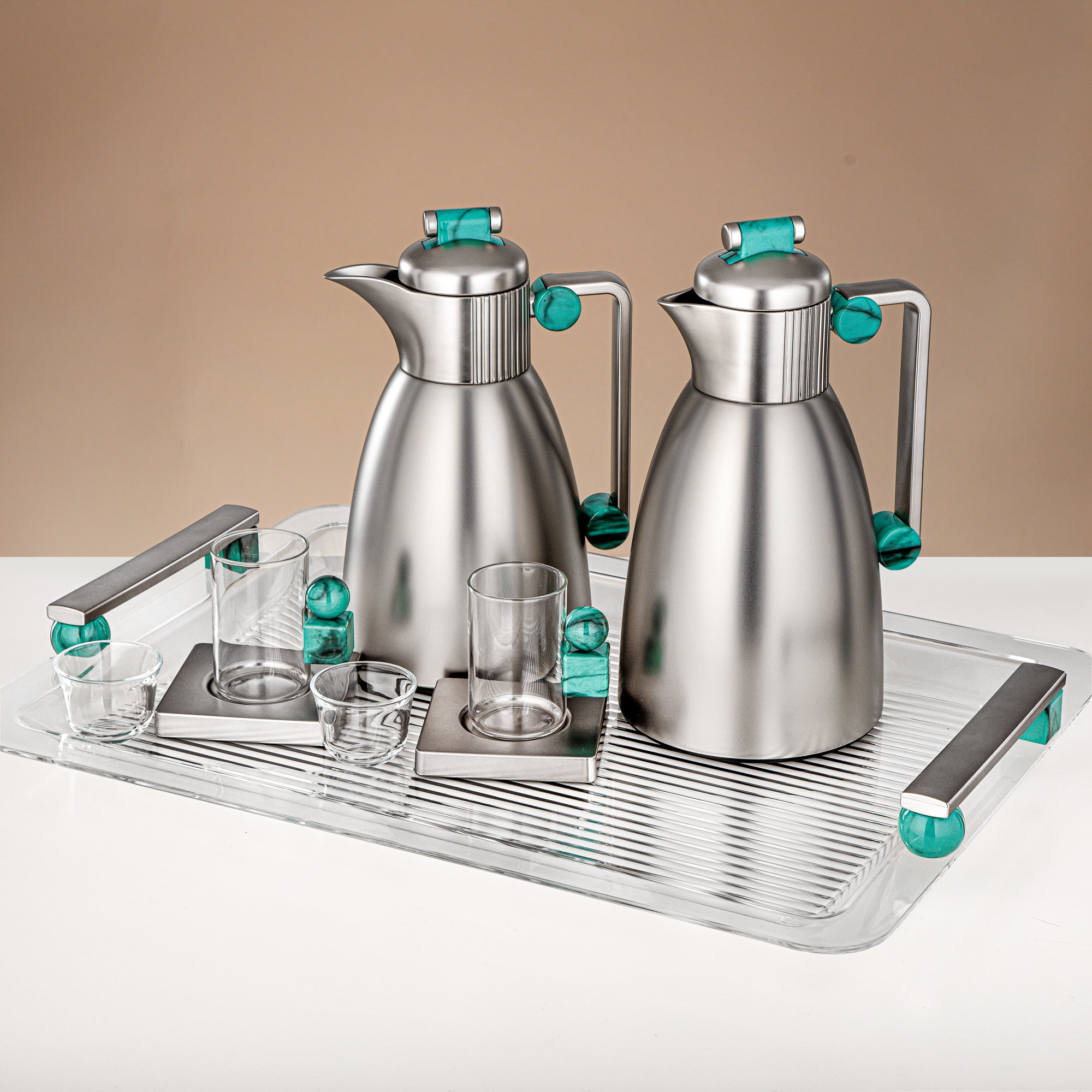 Almarjan 21 Pieces Serving Ensemble, Matt Nickel & Tiffany Marble
