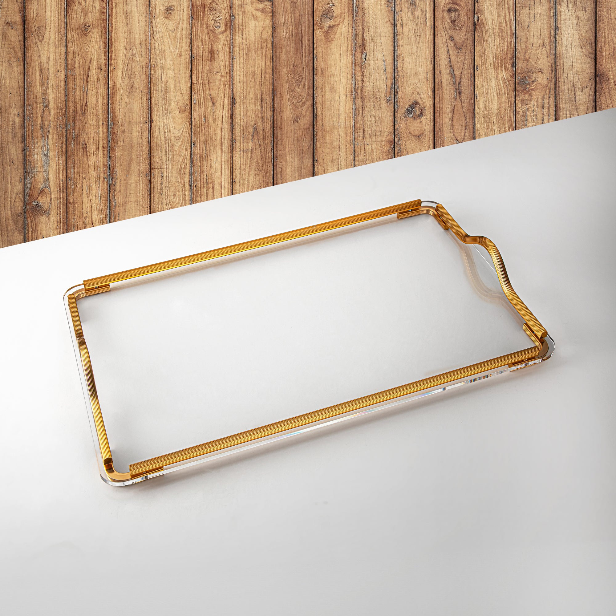 Almarjan Serving Tray, Transparent & Golden (325XL-FG) | Ramadan & Special Occasions