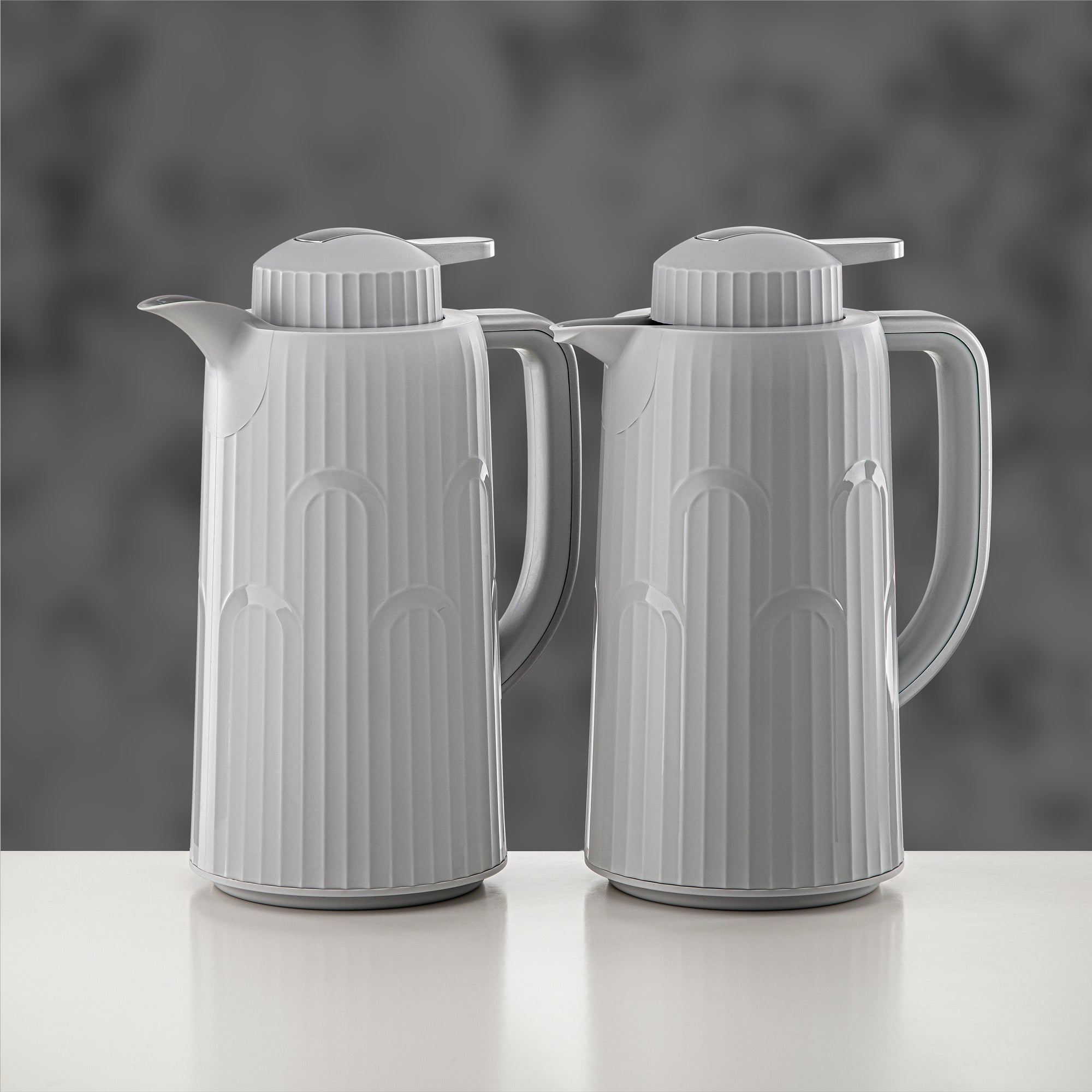 Almarjan Vacuum Flask Set 1L + 1L Grey & Silver