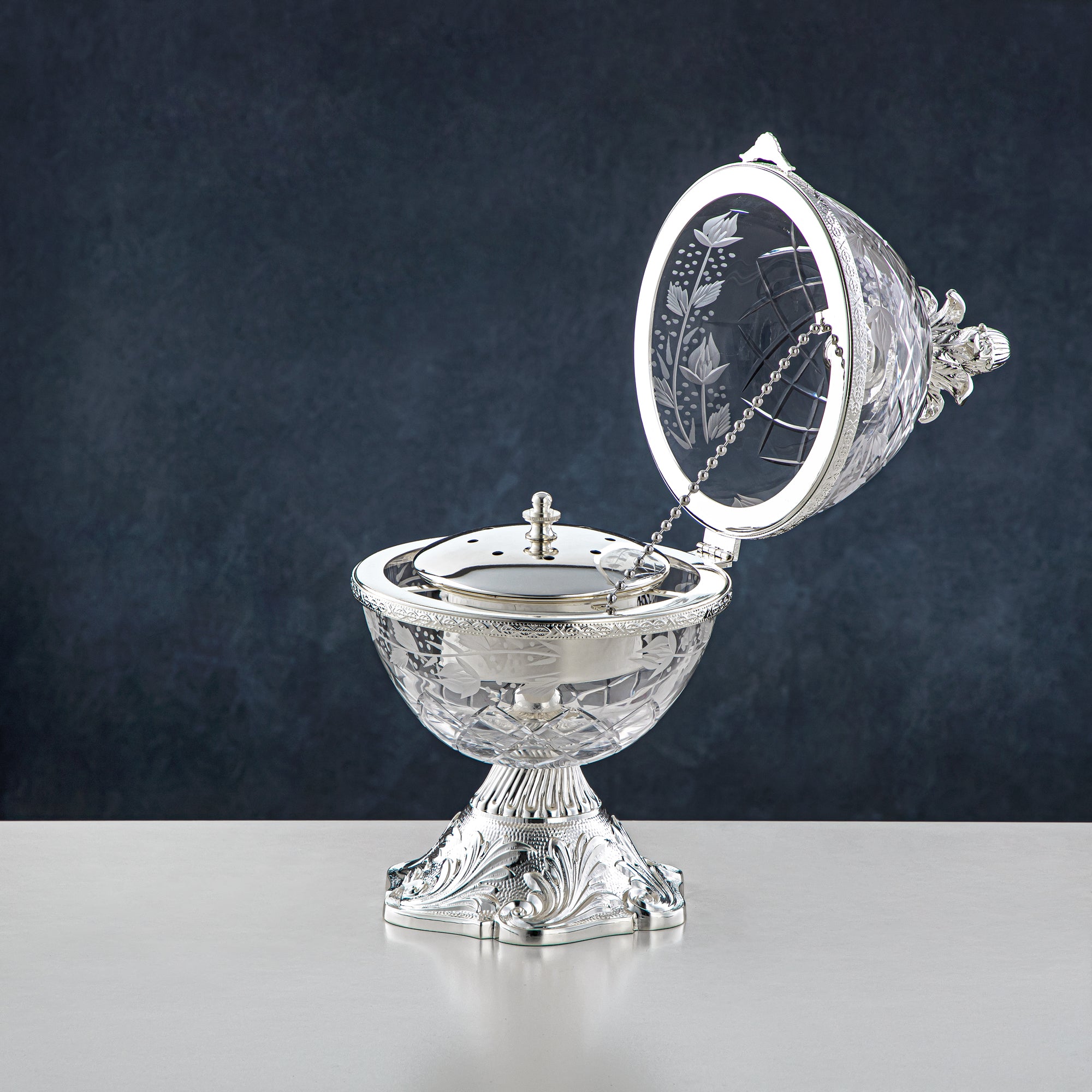 Almarjan Incense Burner & Perfume Holder Set Glass & Metal 2 Pieces (CC20238015/907) – Elegant Home Rituals Collection
