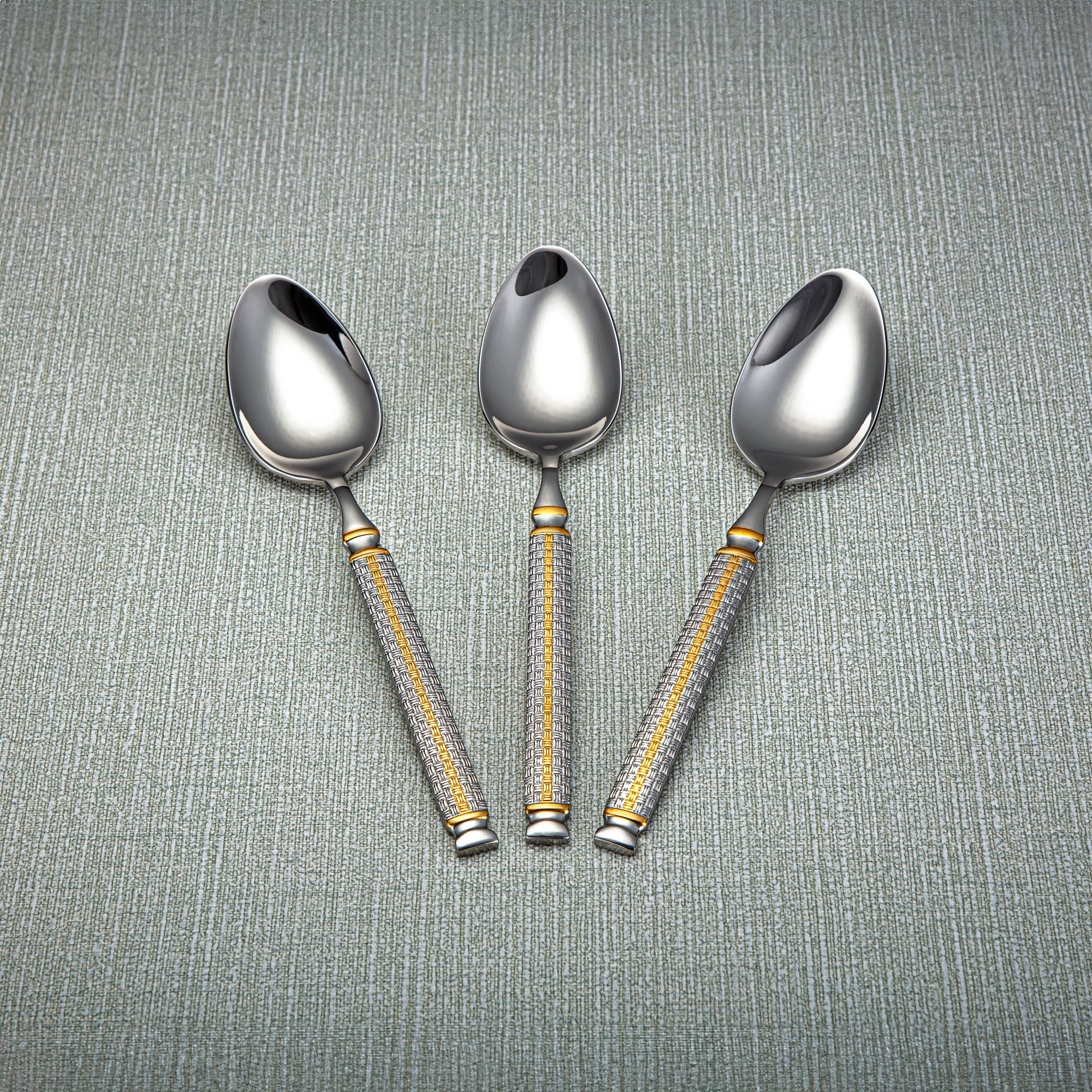 Almarjan Stainless Steel 3 Pieces Dinner Spoon Set Silver & Gold - CUT0010273