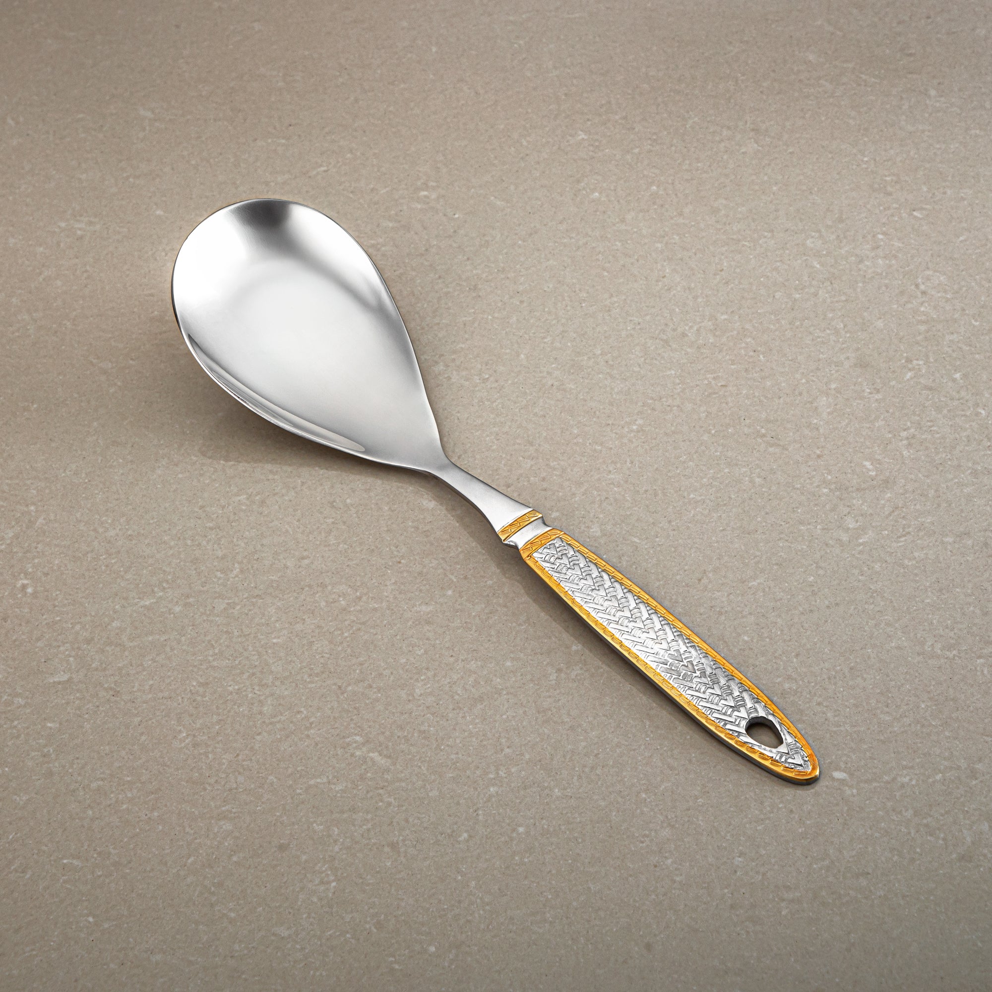 Almarjan Rice Spoon, Stainless Steel, Silver & Gold (CUT0010485) Elegant Flatware