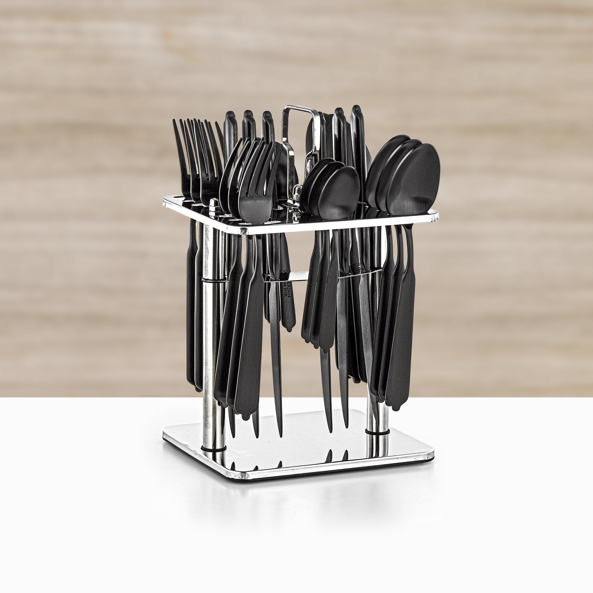 Almarjan Cutlery Set 24 Pieces Matt Black