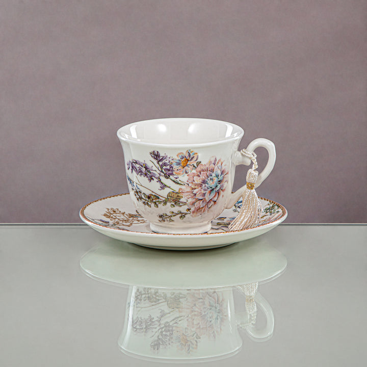 Almarjan 250 ML Porcelain Tea Cup & Saucer - D480 R2020T1