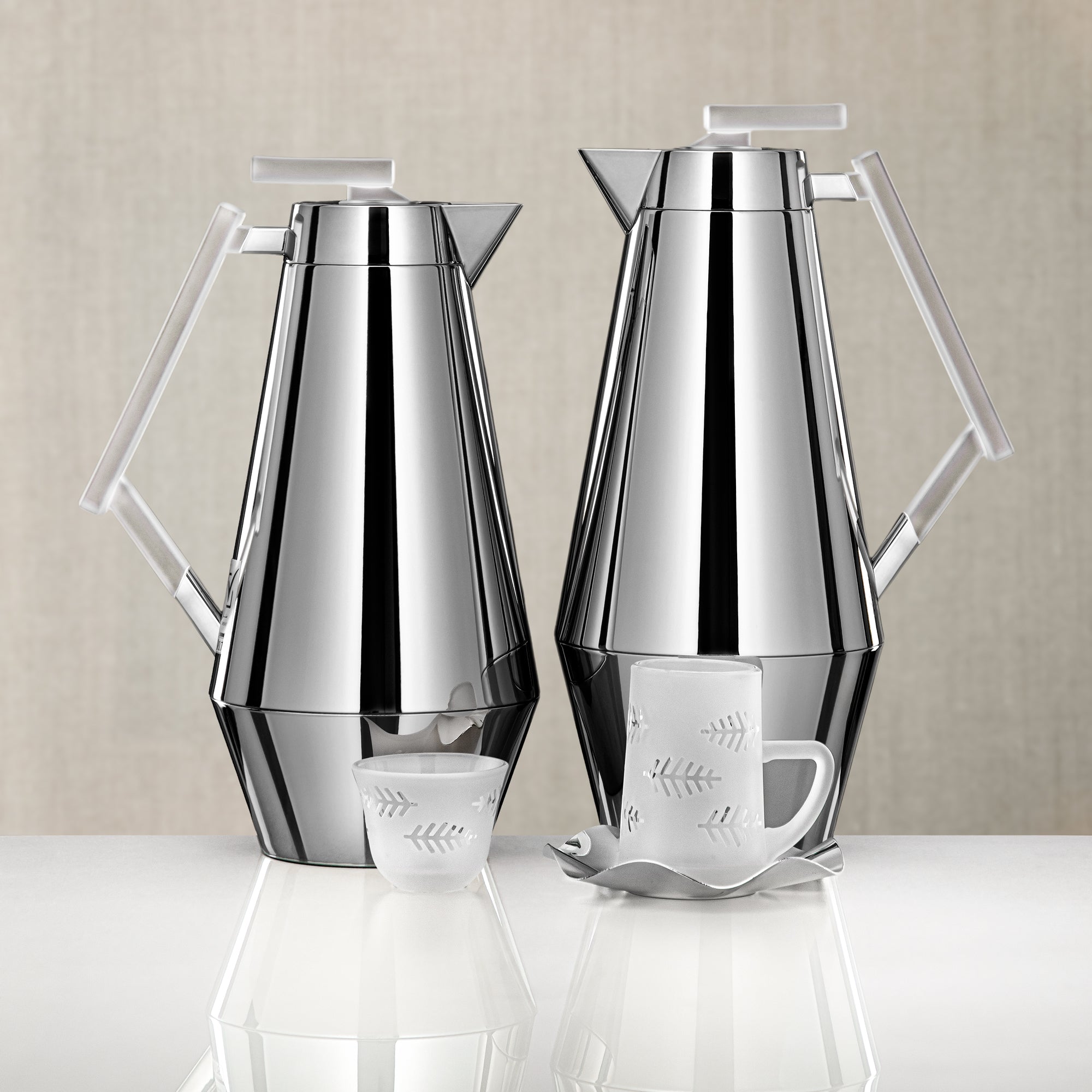 Almarjan Vacuum Flask & Tea Set 0.7L & 1L Silver