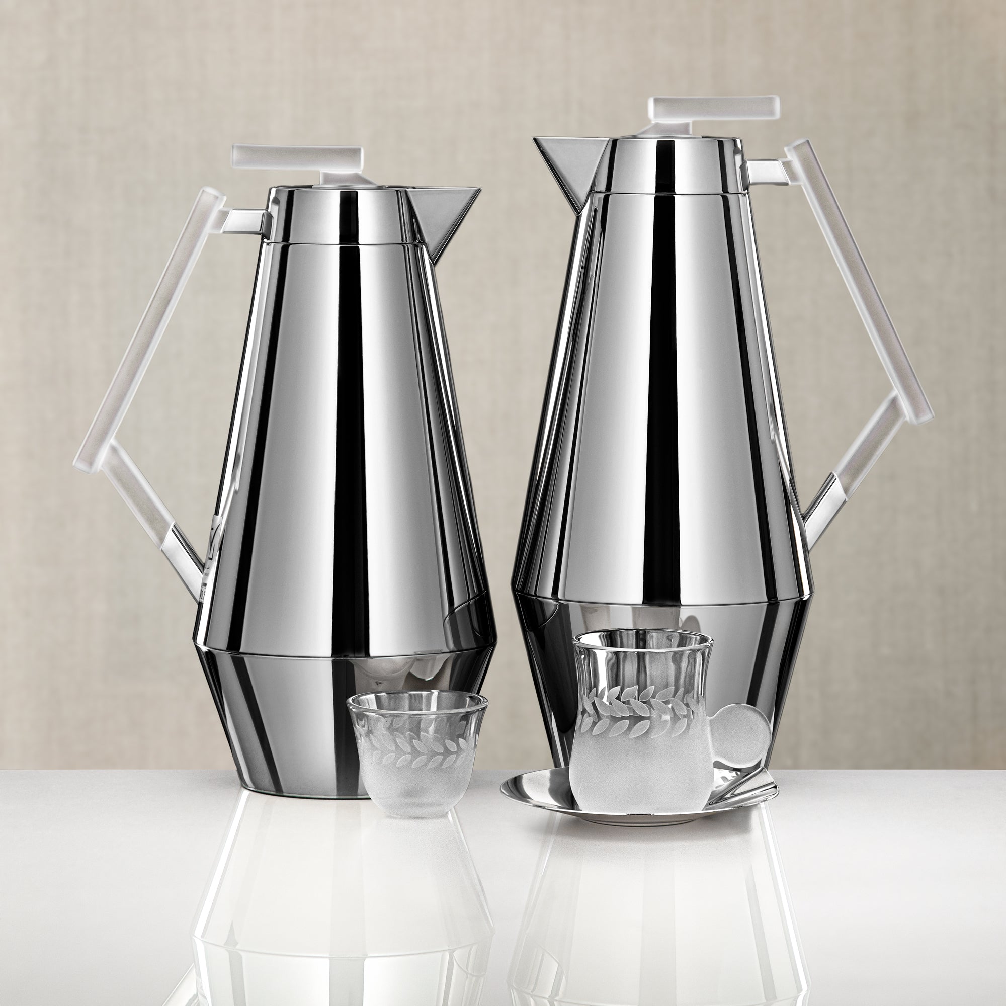 Almarjan Vacuum Flask & Tea Set 0.7L & 1L Silver