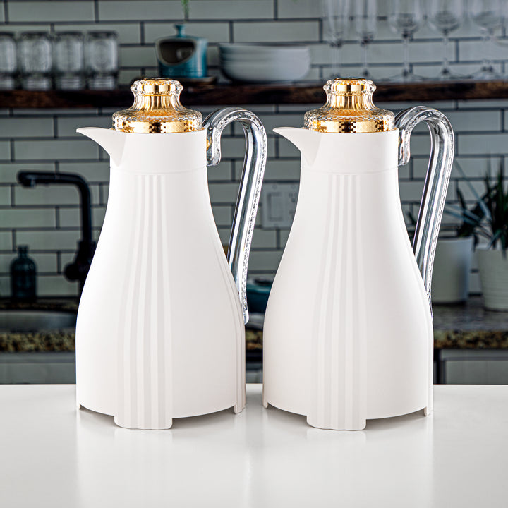 Almarjan 2 Pieces Vacuum Flask Set White & Gold - FG205 AB-100 MW/G