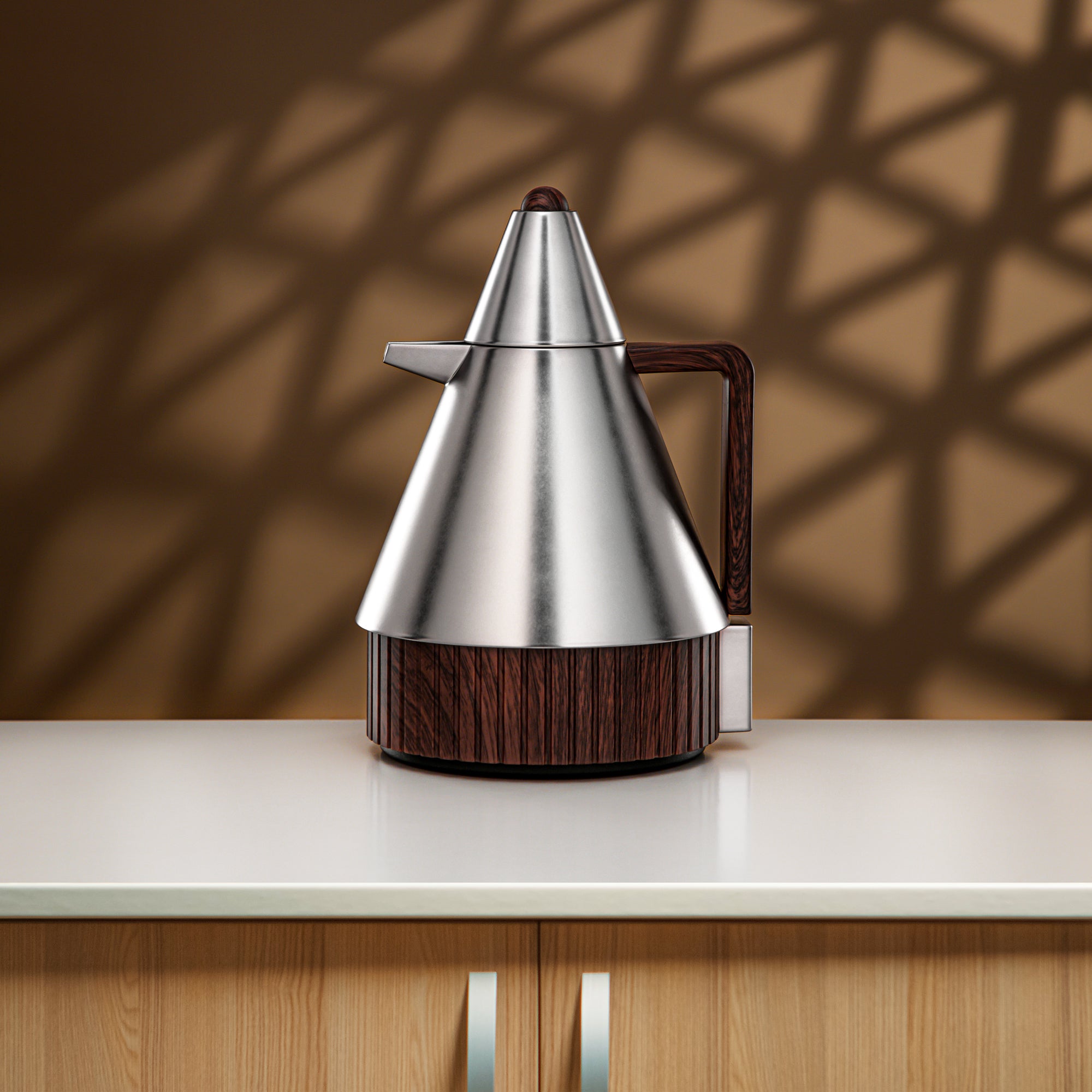 طقم ترامس المرجان 1 لتر + 1 لتر بلمسة نيكل غير لامع وخشب داكن