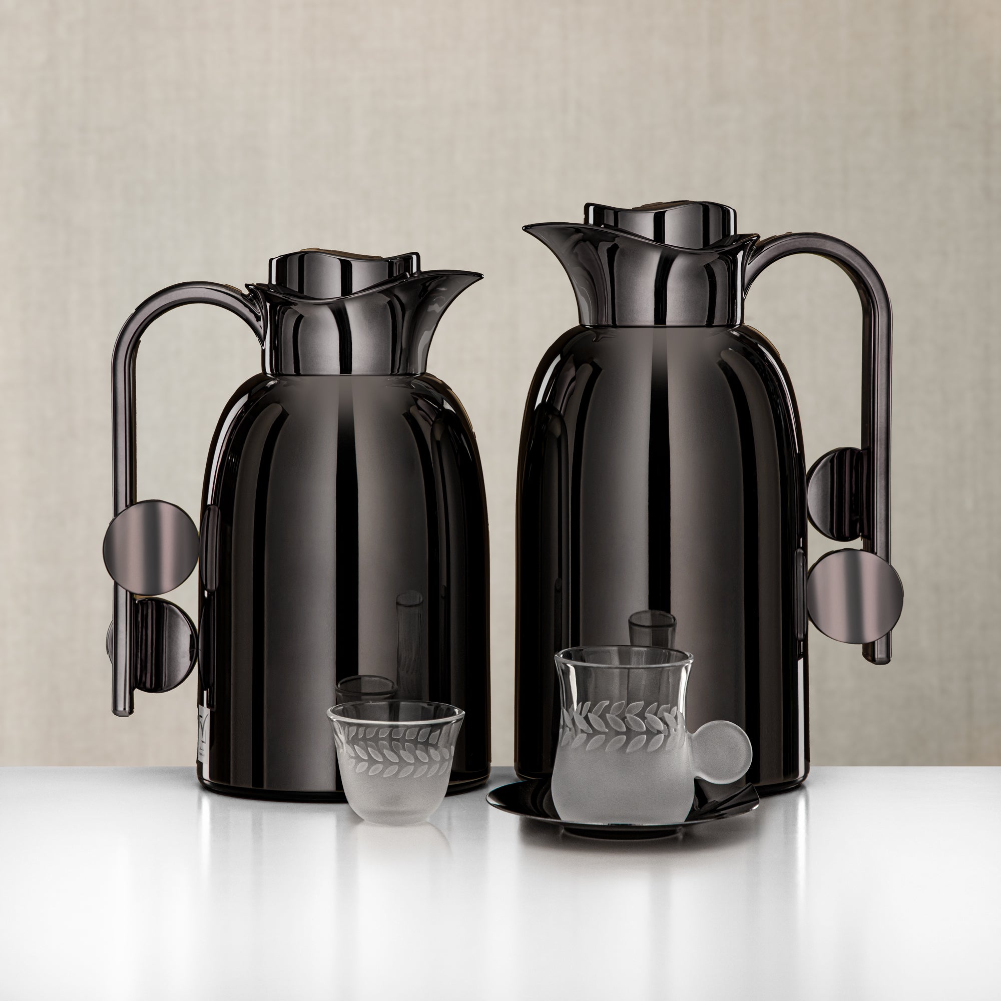 Almarjan Vacuum Flask & Tea Set 20 Pieces Gun Black