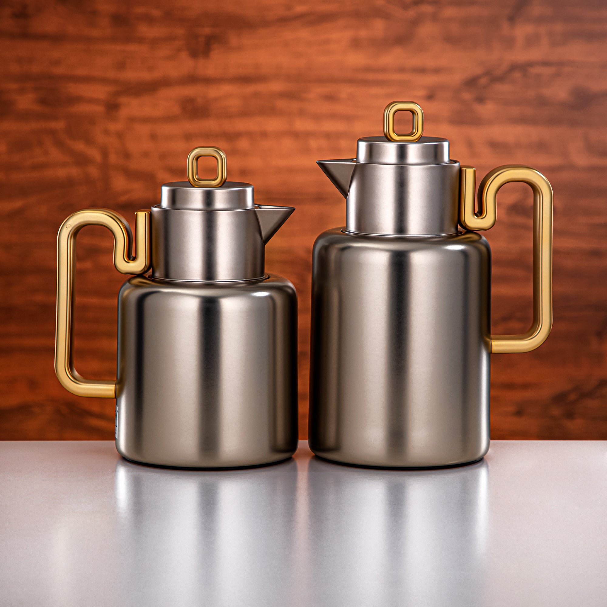 Always Almarjan Vacuum flask Set 0.5 liter + 1 liter Matt nickel & matt gold (FG815-050/100 MNI/MG)