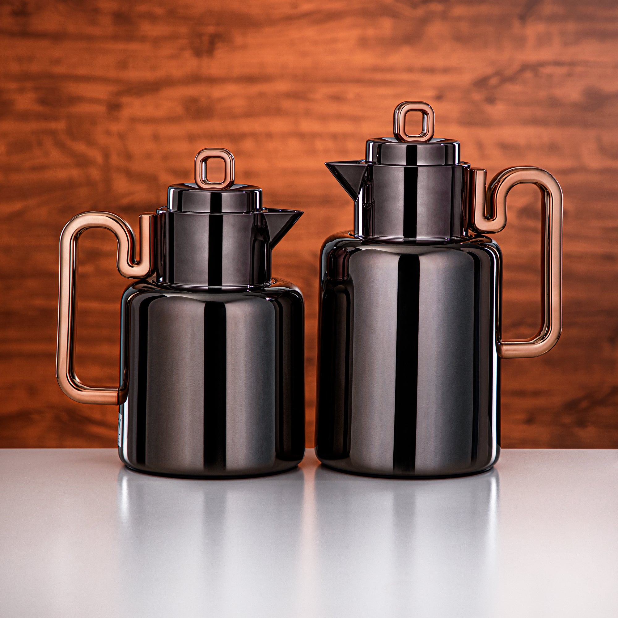 Always Almarjan Vacuum flask Set 0.5 liter + 1 liter gun black & rose gold (FG815-050/100 GBL/RG)