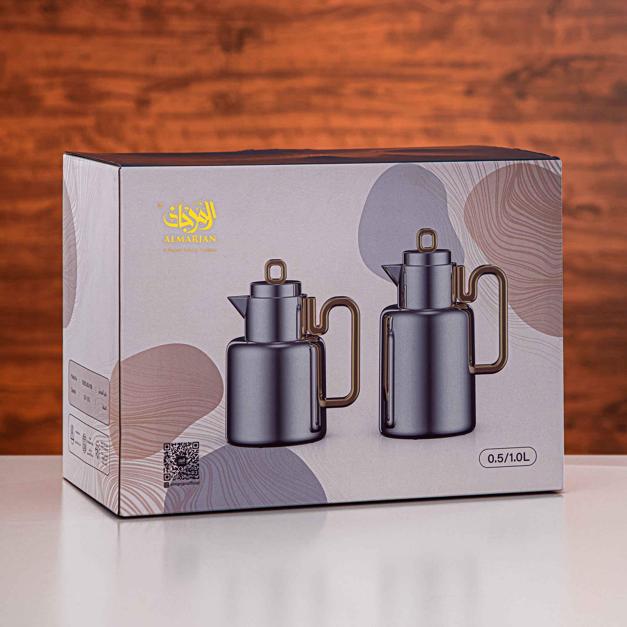 Always Almarjan Vacuum flask Set 0.5 liter + 1 liter gun black & rose gold (FG815-050/100 GBL/RG)
