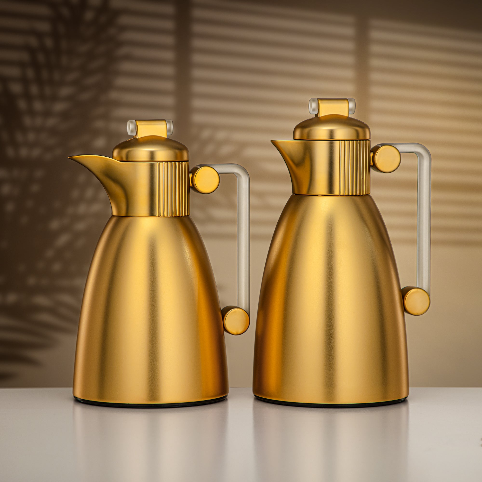 Almarjan Vacuum Flask Set 0.7L & 1L Matt Gold & Frost