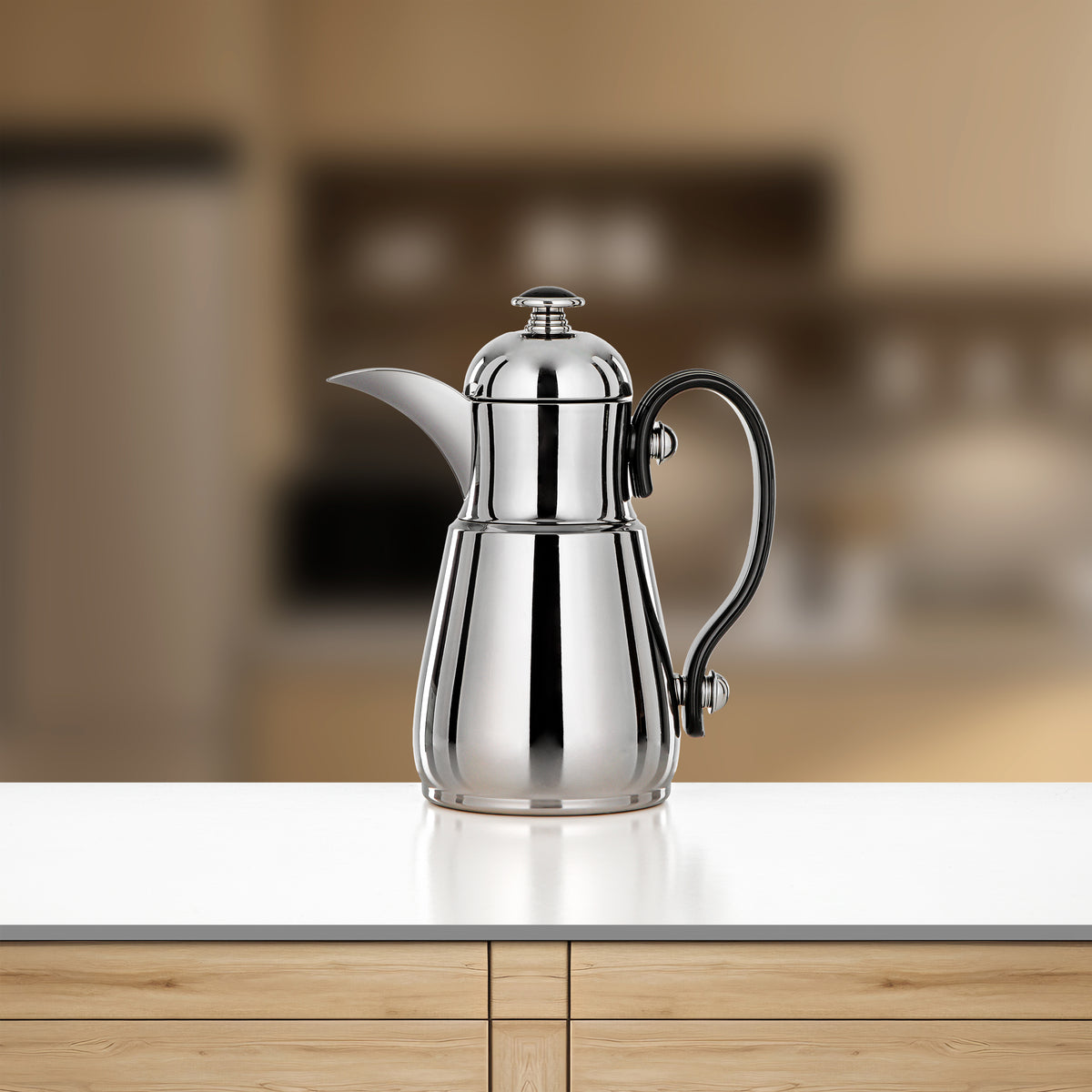 Almarjan Double Wall Vacuum Flask 0.5 Lit, Silver & Black