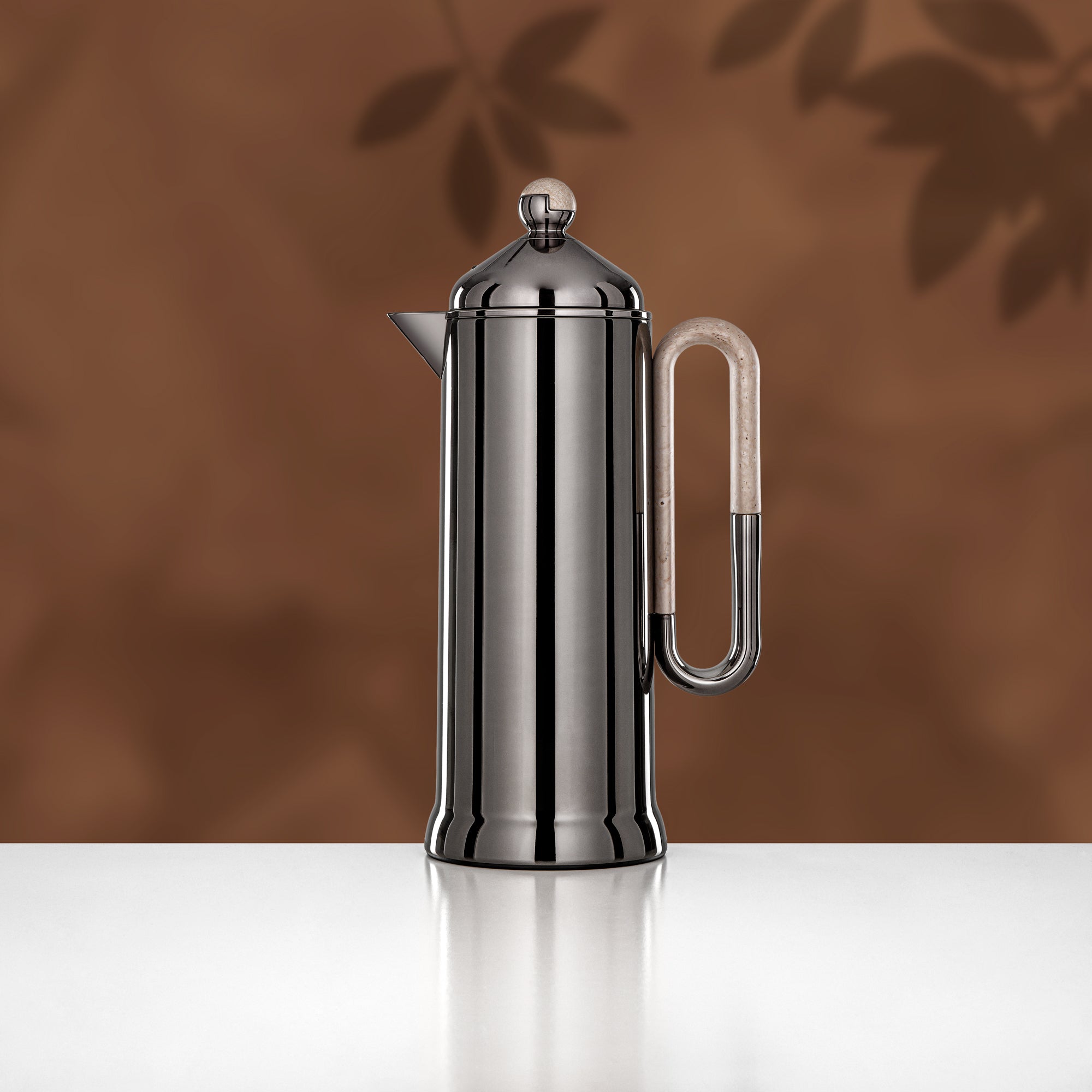 Almarjan 2 Pieces Vacuum Flask Set, Gun Black & Travertine Marble