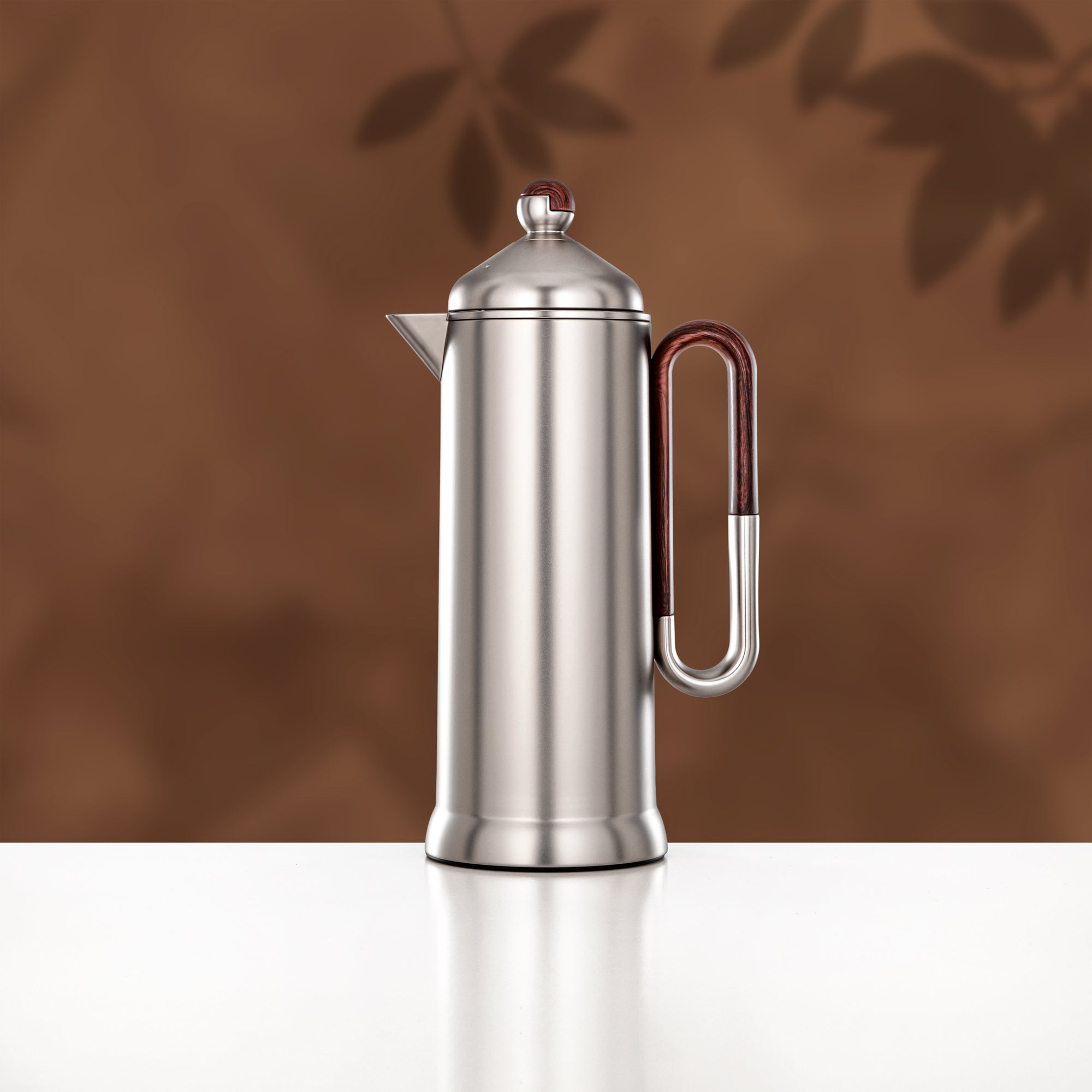 Almarjan 2 Pieces Vacuum Flask Set, Matt Nickel & Dark Wood