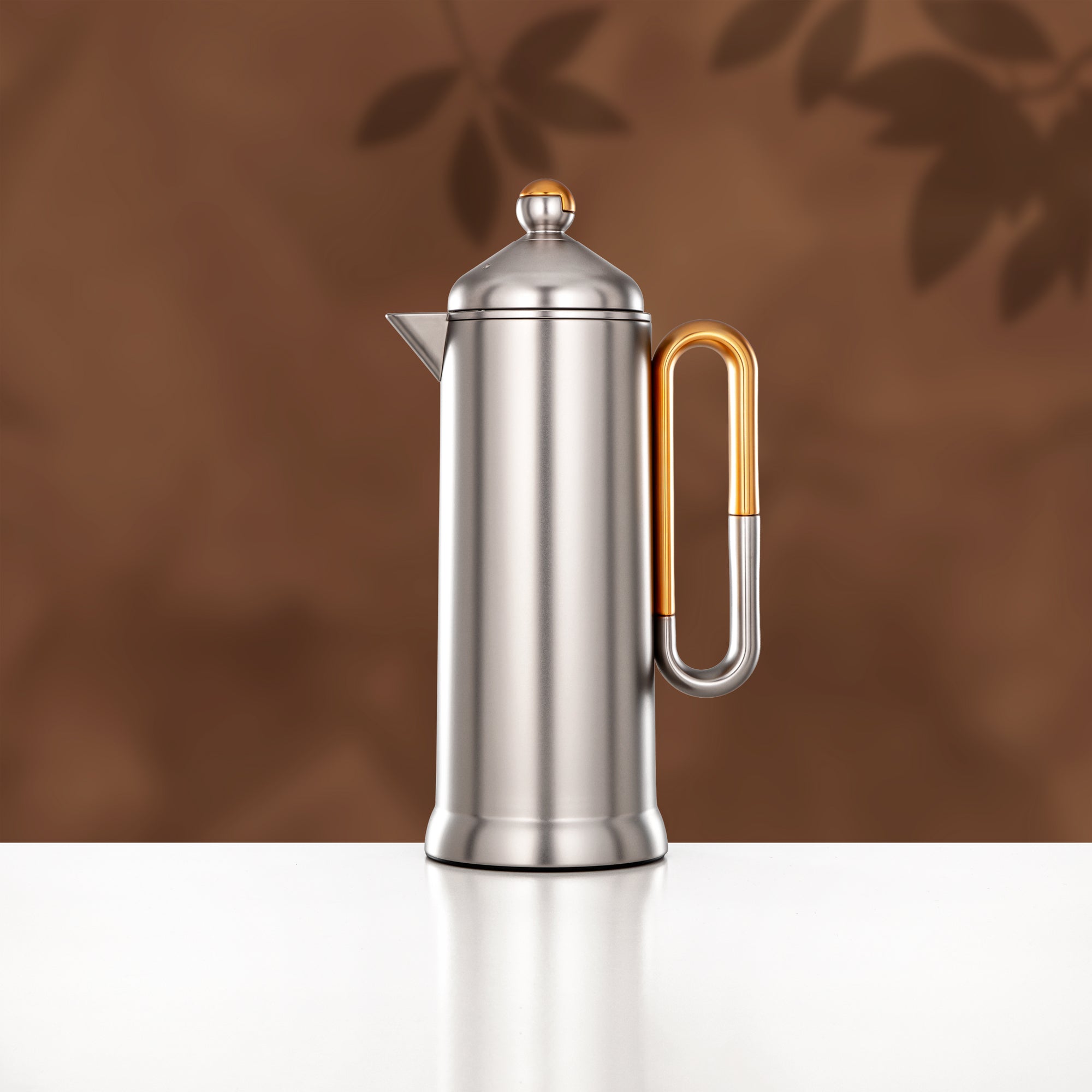 Almarjan 2 Pieces Vacuum Flask Set, Matt Nickel & Matt Gold