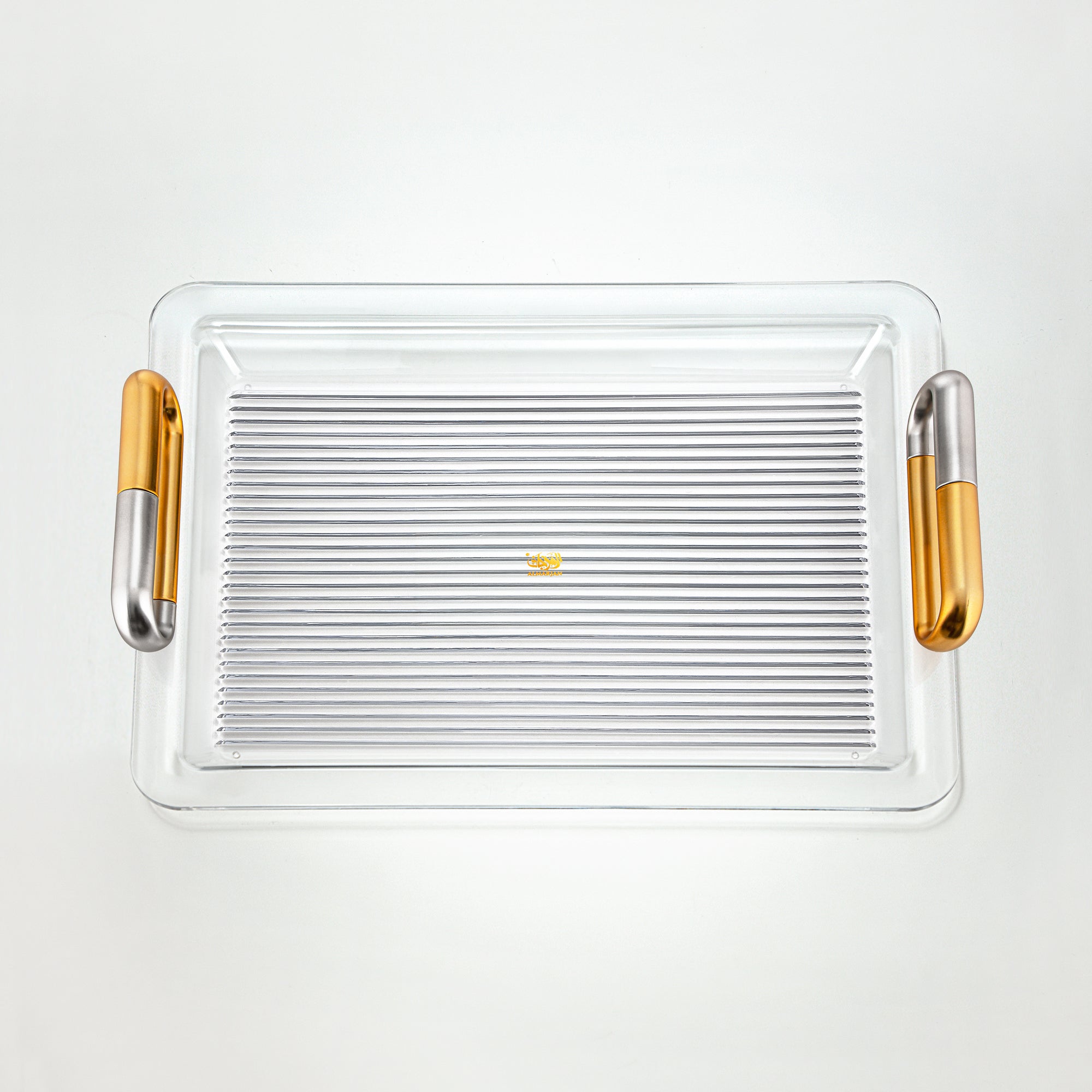 Almarjan 50 cm Acrylic Serving Tray, Matt Nickel & Matt Gold