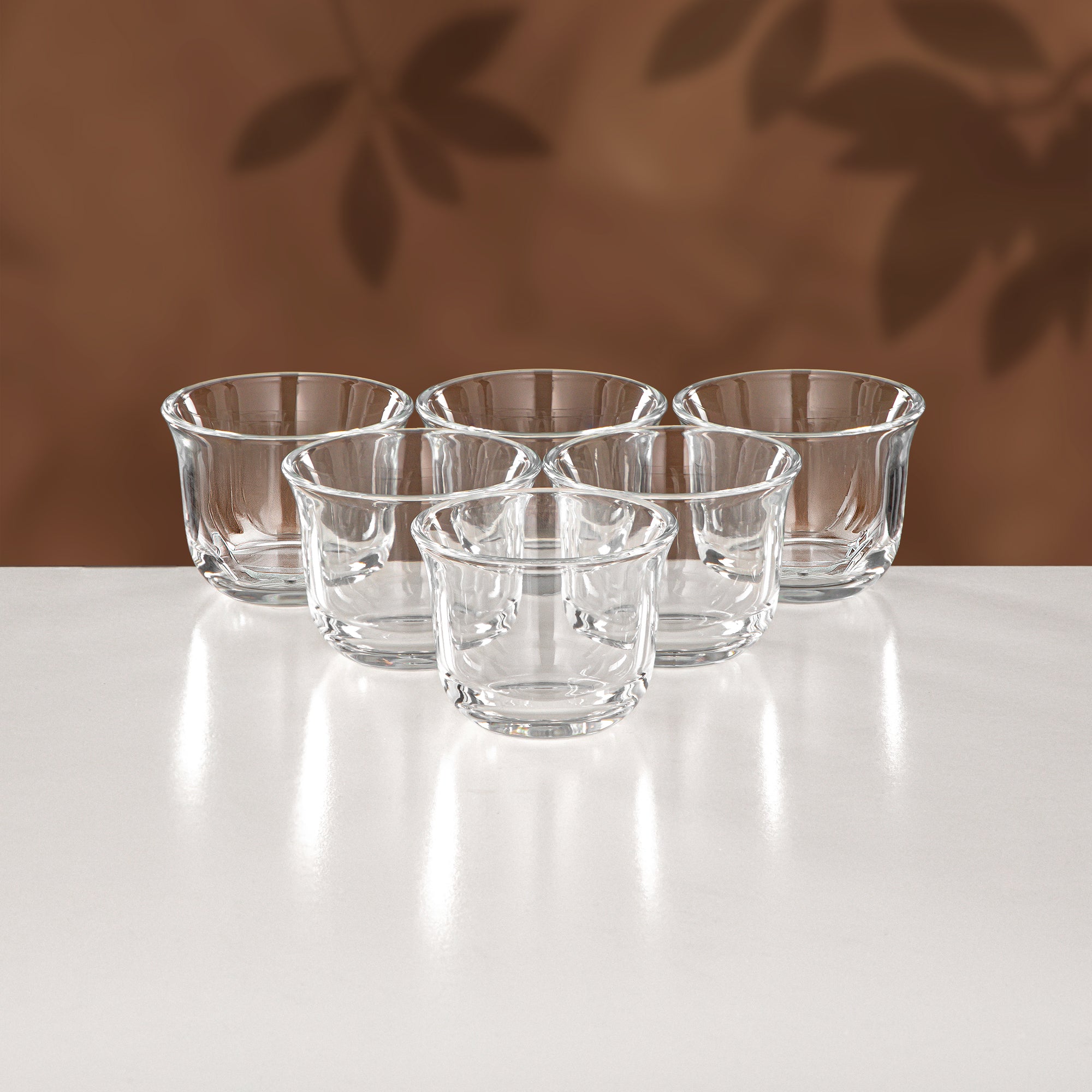 Almarjan 18 Pieces Tea & Coffee Set, Matt Nickel & Dark Wood