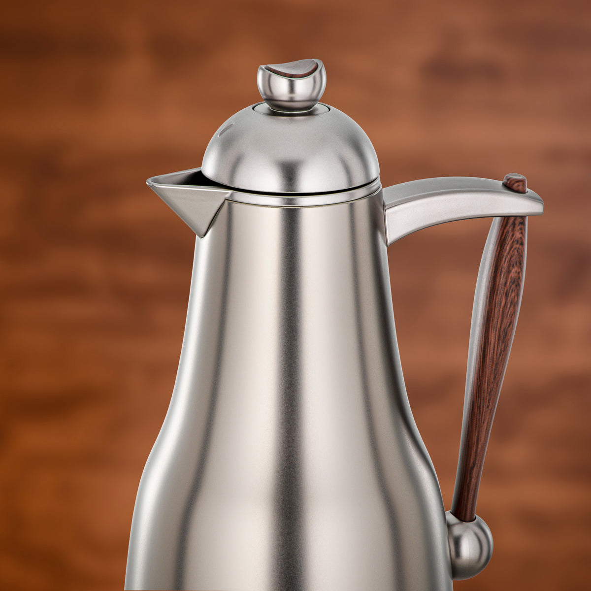 طقم ترامس المرجان قطعتين، نيكل غير لامع وخشب داكن