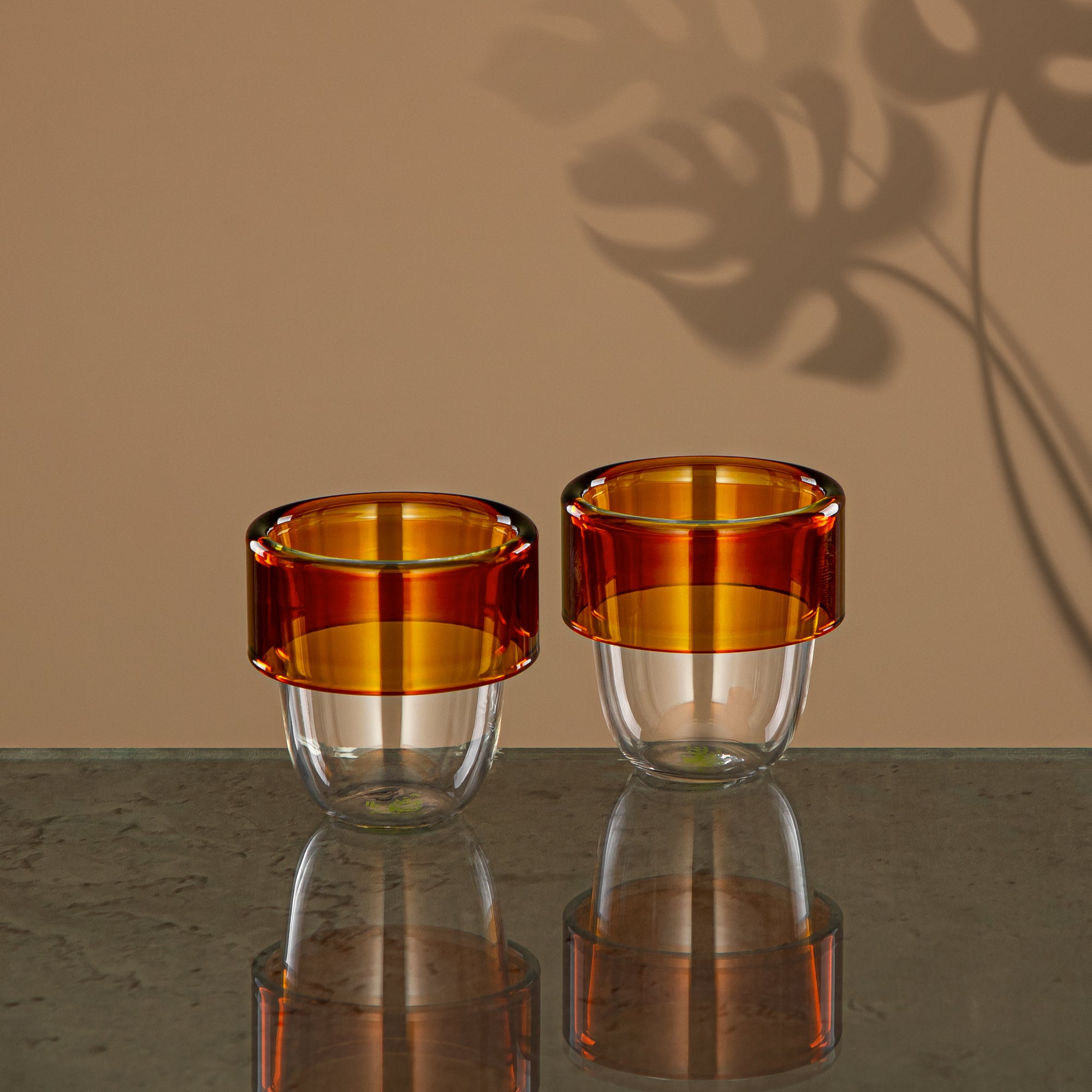 Almarjan Arabic Coffee Set 6 Pieces, Borosilicate Glass, Clear & Amber (GLS0010143) - Arabic Coffee