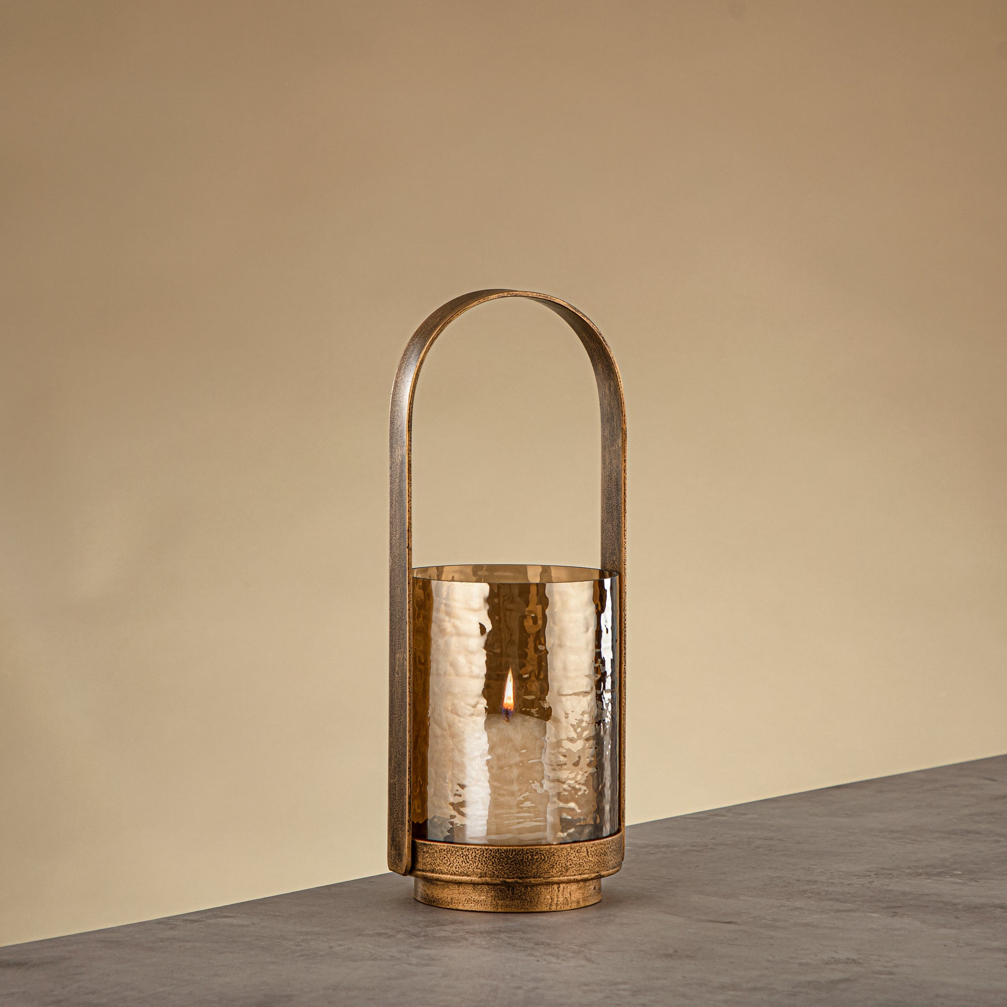 Almarjan Hurricane Lantern 32cm Antique Gold