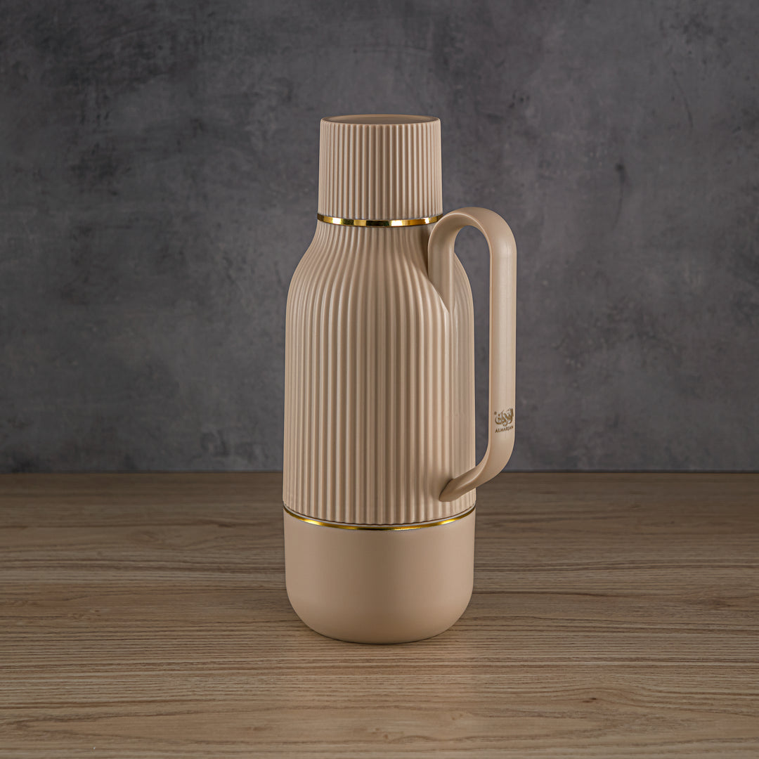 Almarjan 1 Liter Vacuum Flask Beige & Gold - GT102 MBGG