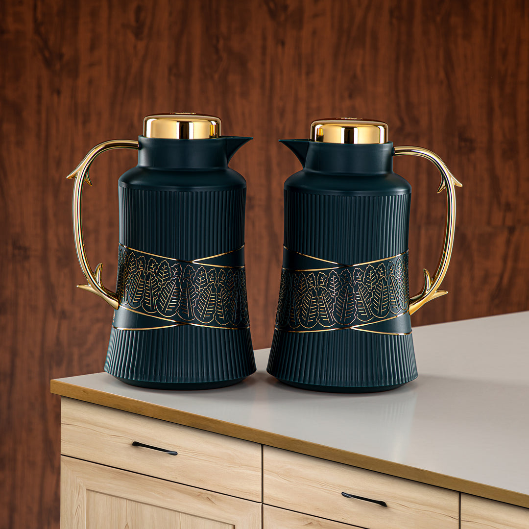 Almarjan 2 Pieces Vacuum Flask Set Moss Green & Gold - GT112AB-100 NSM/G