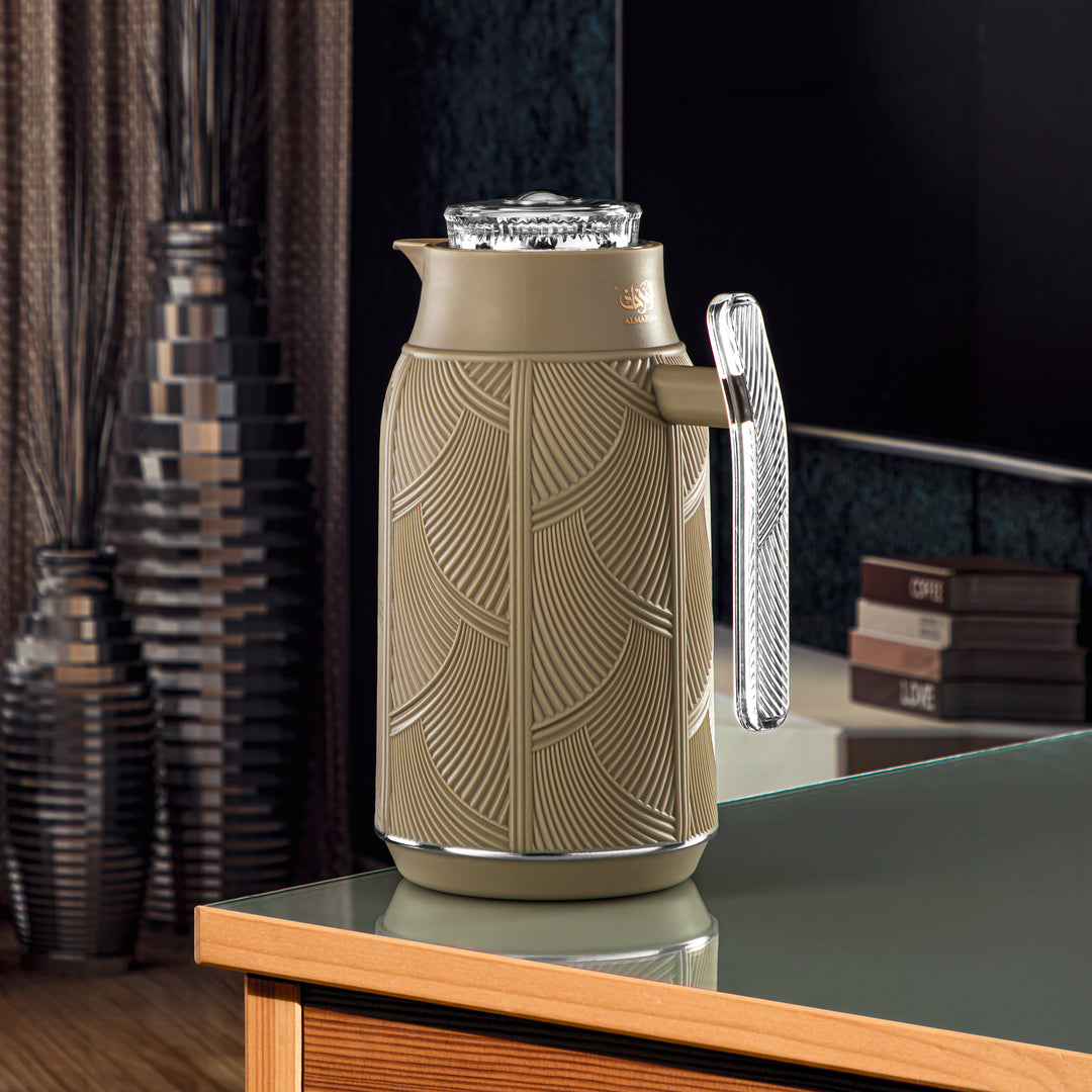 Almarjan 1 Liter Vacuum Flask Khaki & Silver - GT113-100 NRM/C