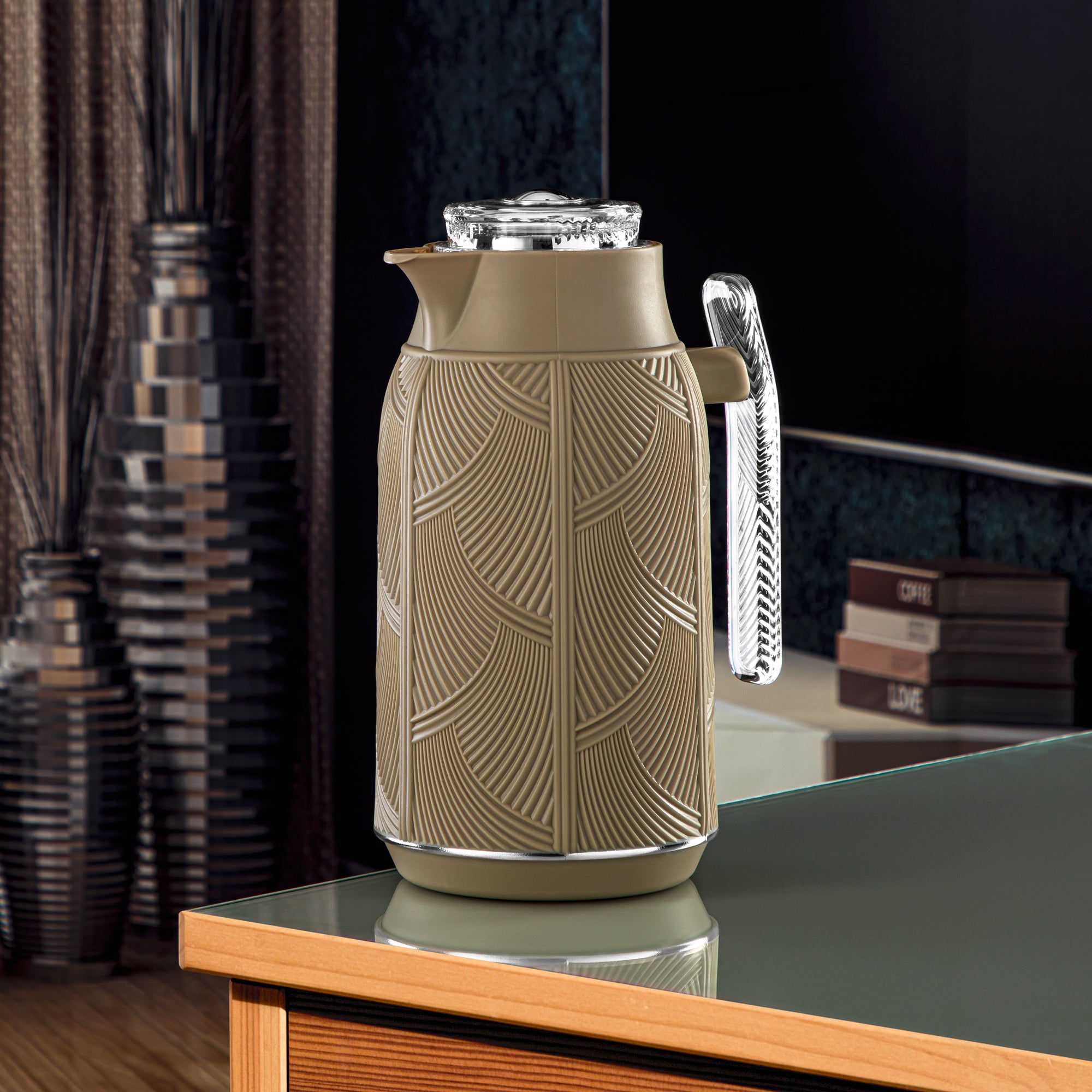 Almarjan 1 Liter Vacuum Flask Khaki & Silver - GT113-100 NRM/C