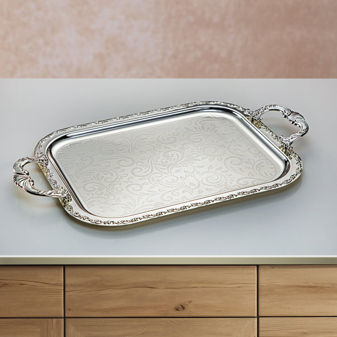 Almarjan 3 Pieces Serving Tray Set Silver - HT2305004