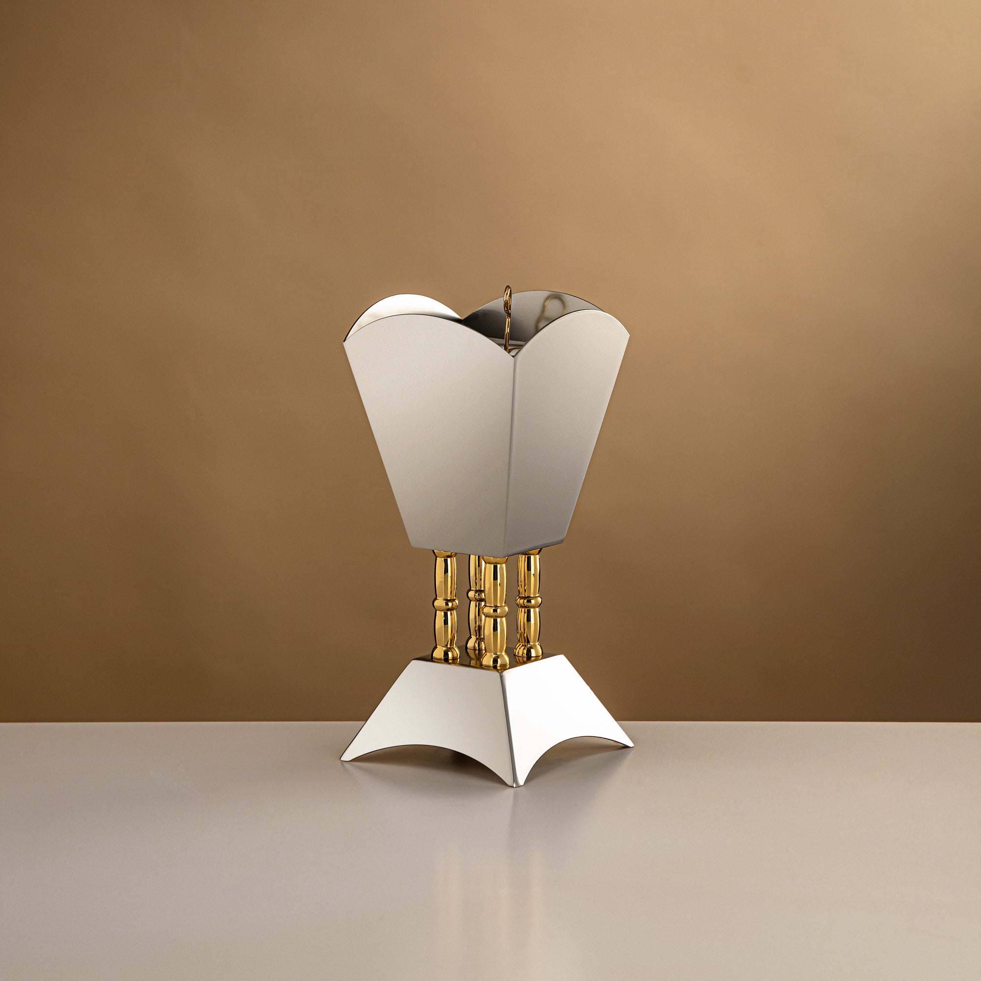 Almarjan 20.5 CM Incense Burner Matte Nickel & Gold - HT2506066