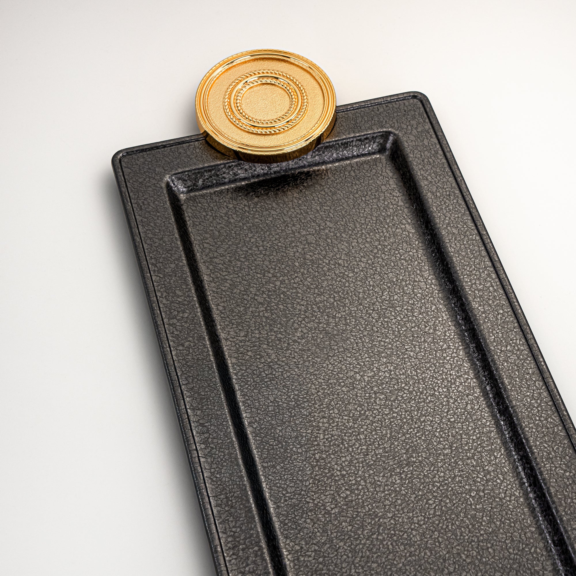 Almarjan Serving Tray 56 cm Black & Gold Crackle