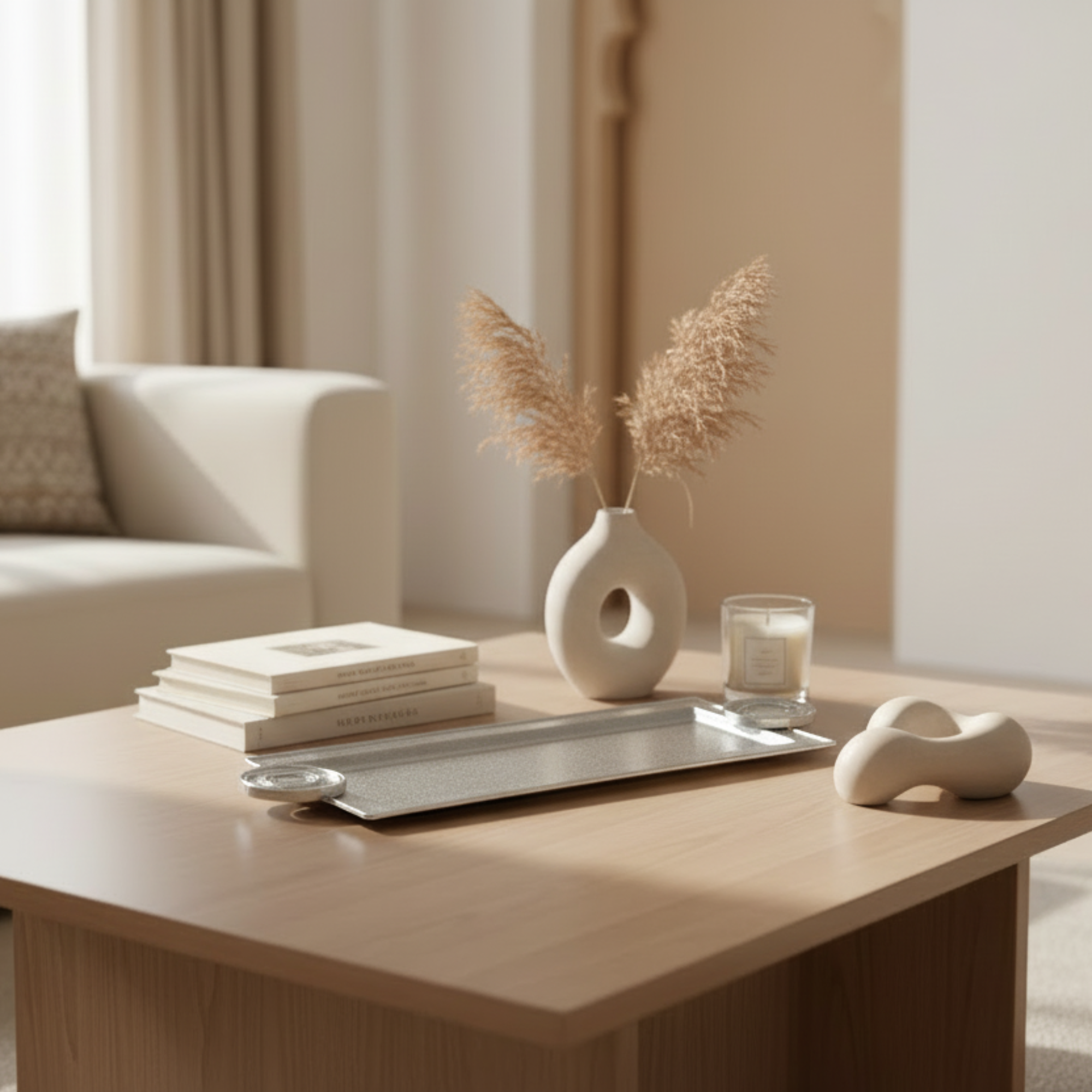 صينية تقديم المرجان 56 سم فضي بتصميم متشقق