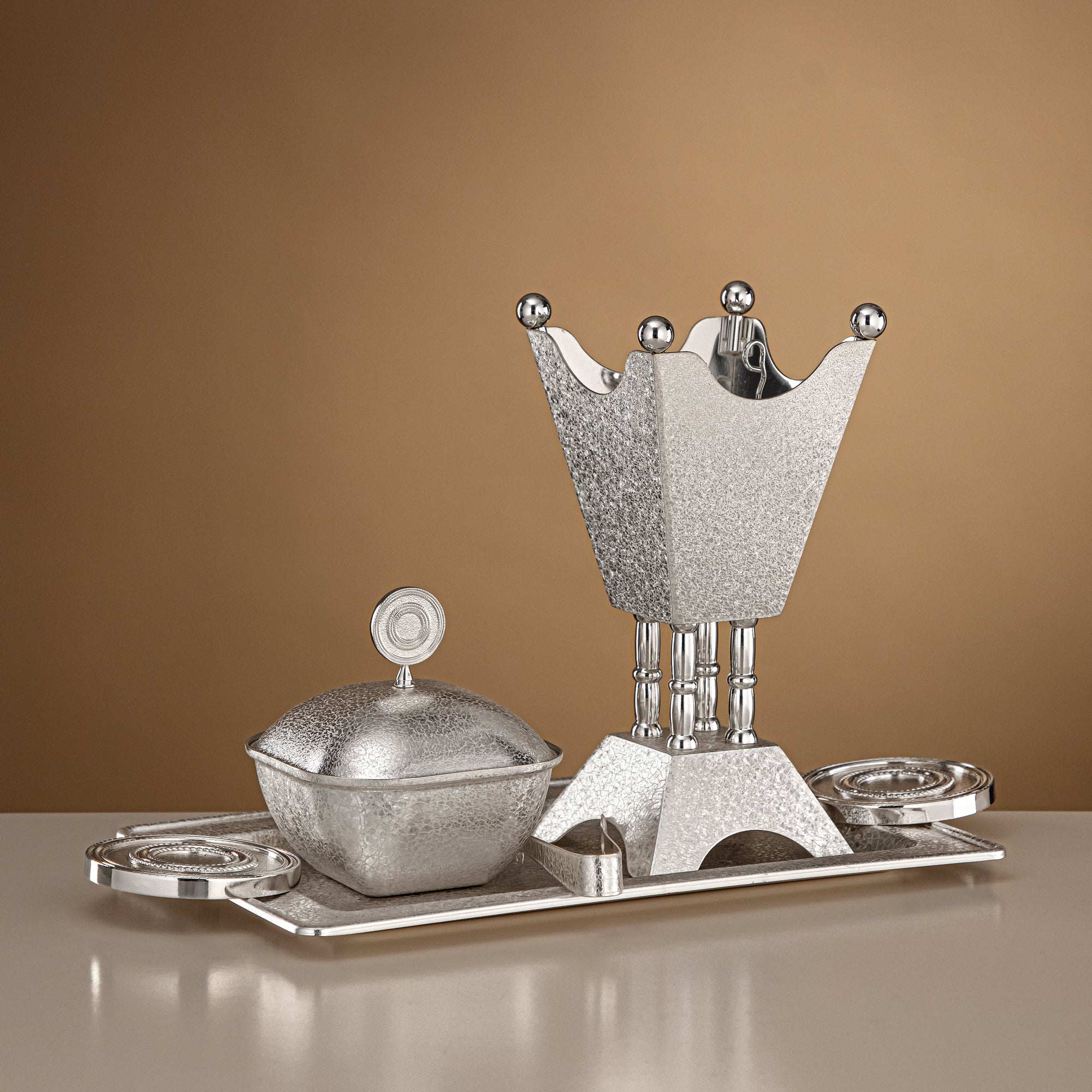 Almarjan Incense Burner Set 3-Piece Silver