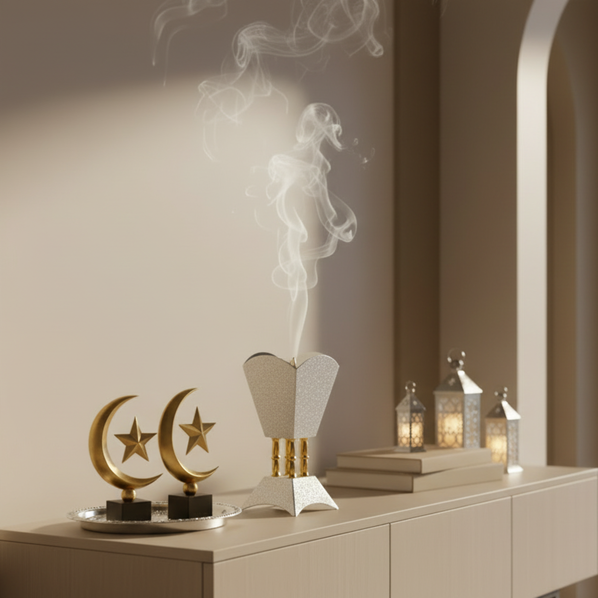 مبخرة المرجان فضية وذهبية 20.5 سم