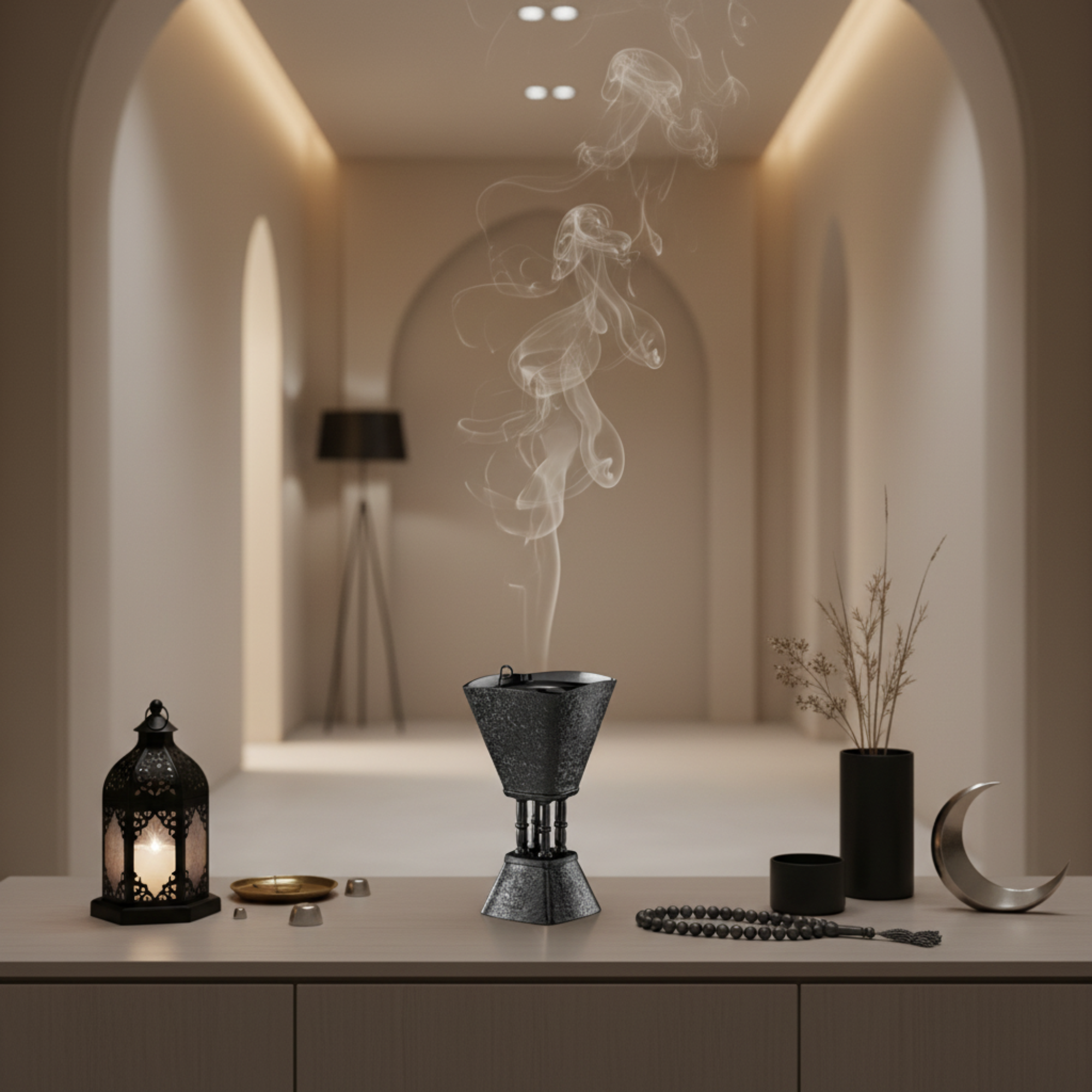 مبخرة المرجان بتصميم متشقق باللون الأسود 20 سم