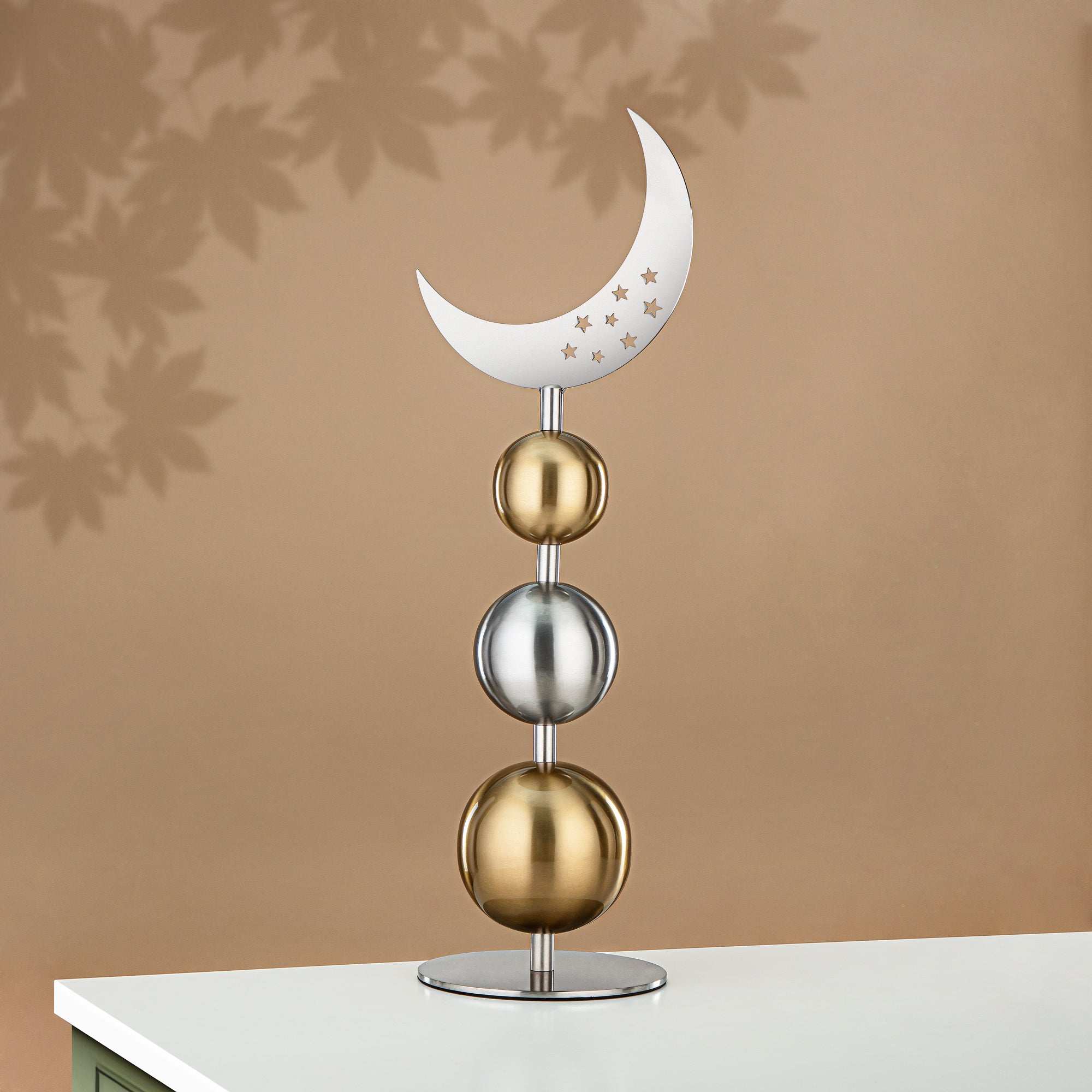 Almarjan Table Decoration Stainless Steel, 49CM, Matt Silver & Gold (MD-3012) - Ramadan Decoration