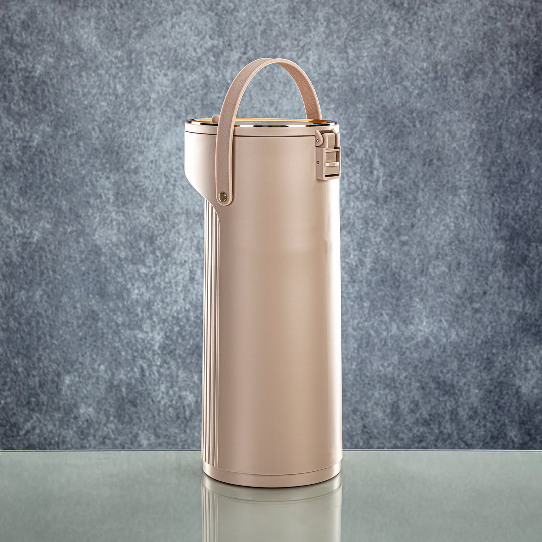 Almarjan 2.2 Liter Pump Vacuum Flask Beige & Gold - SM-2417A-220 BG/G